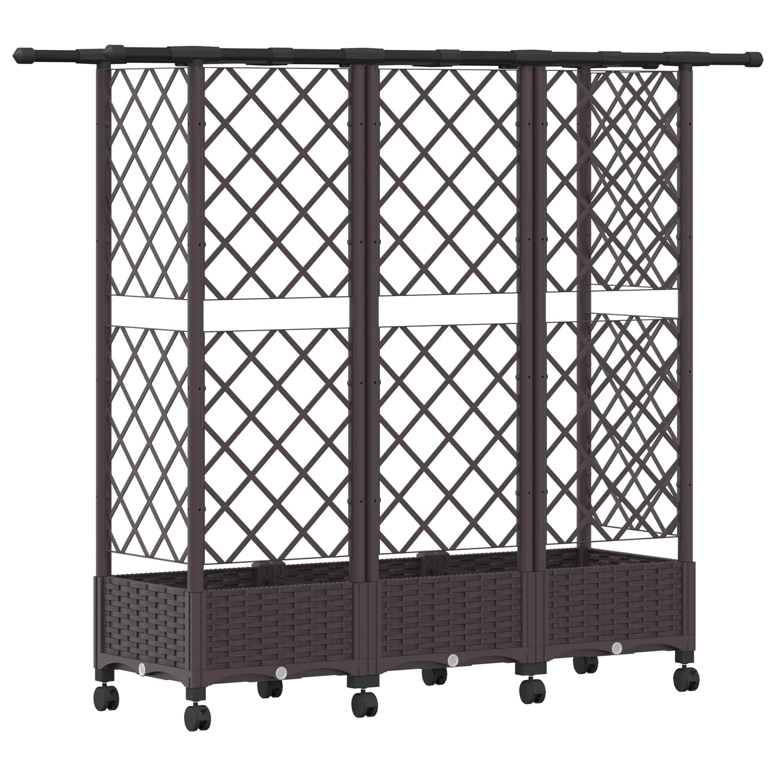 Letto Rialzato con Griglia e Tetto Marrone 164 x 40 x 127 cm PP