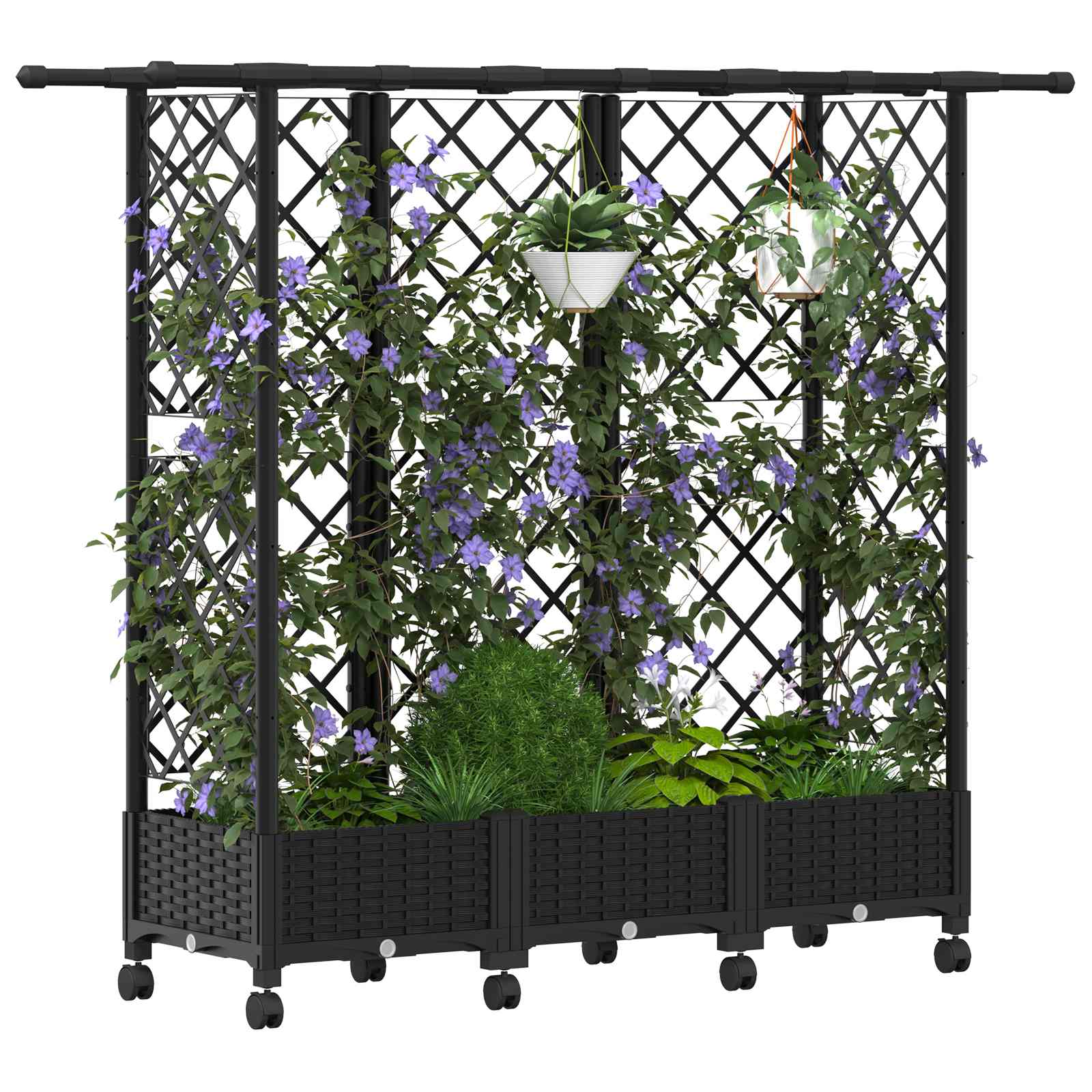 Letto Rialzato con Griglia e Tetto Nero 164 x 40 x 127 cm PP