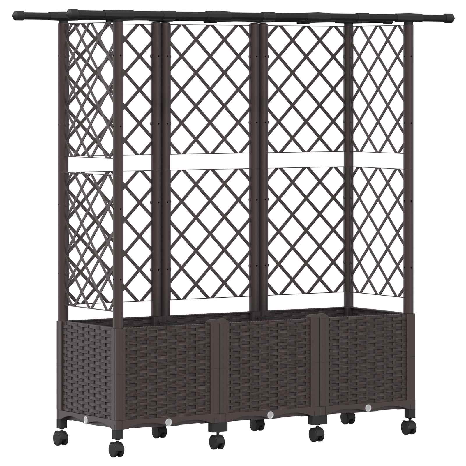 Letto Rialzato con Griglia e Tetto Marrone 163,5 x 40 x 142 cm