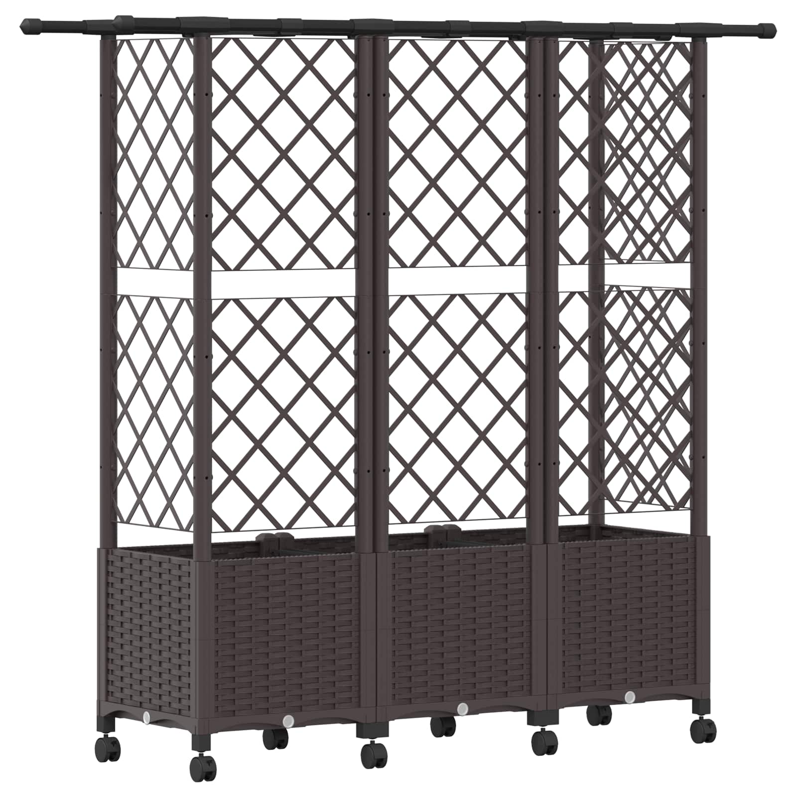 Letto Rialzato con Griglia e Tetto Marrone 163,5 x 40 x 142 cm