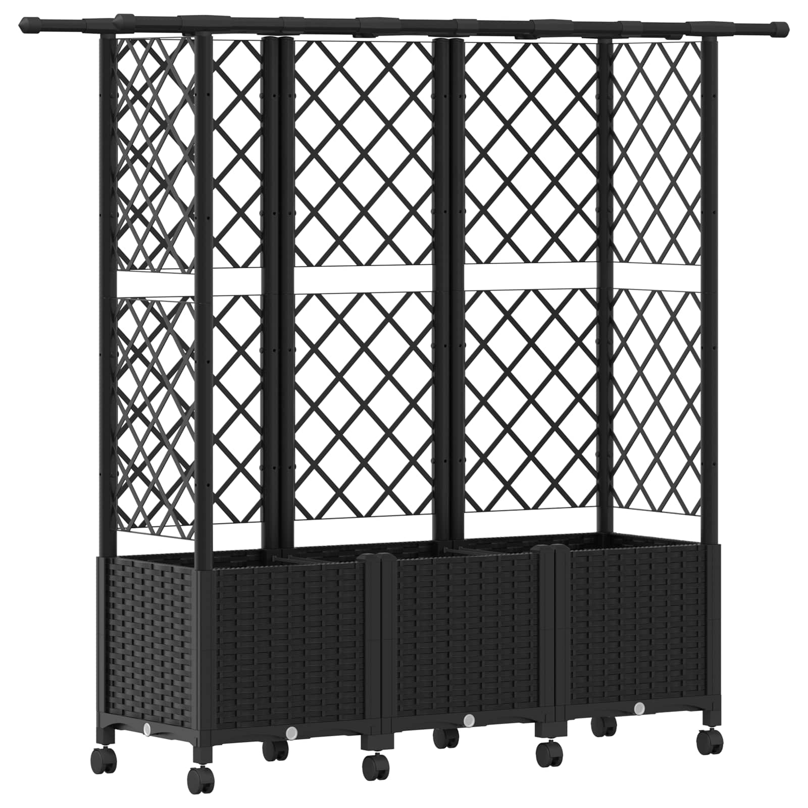Letto Rialzato con Griglia e Tetto Nero 163,5 x 40 x 142 cm PP