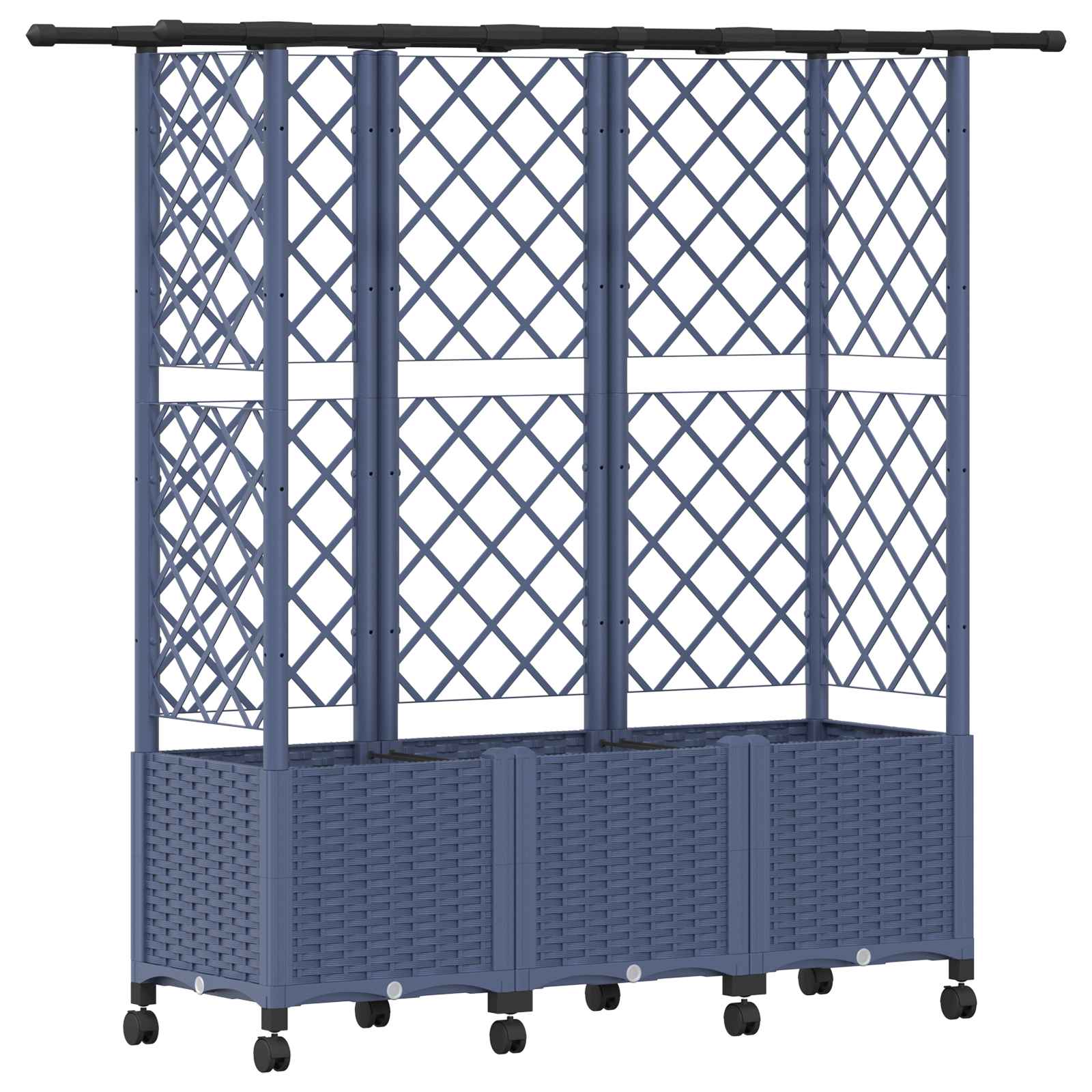 Letto Rialzato con Griglia e Tetto Grigio 163,5 x 40 x 142 cm