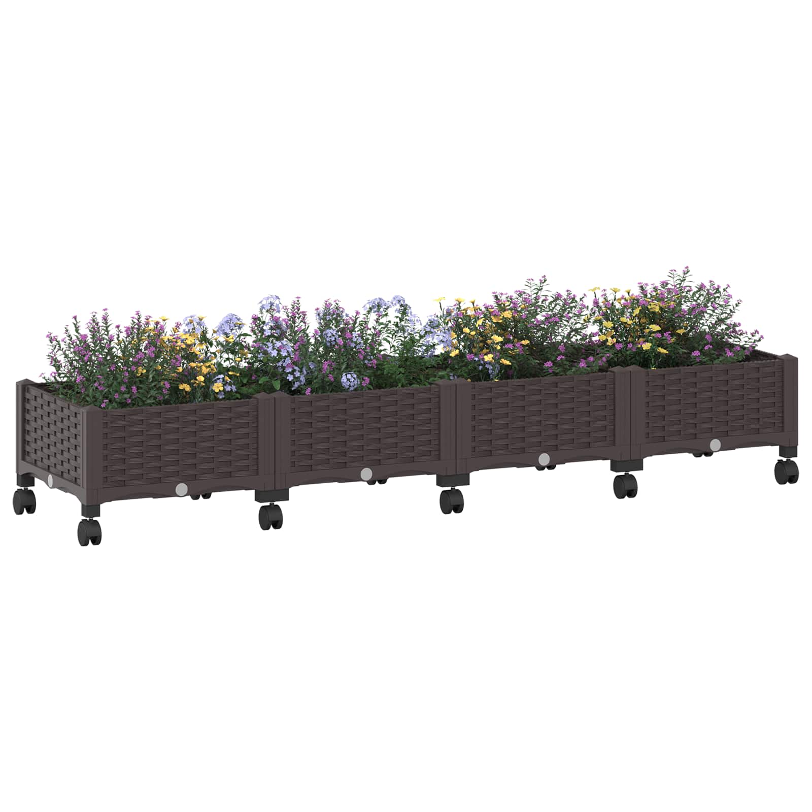 Vaso da Giardino con Ruote Marrone 160 x 40 x 29 cm PP
