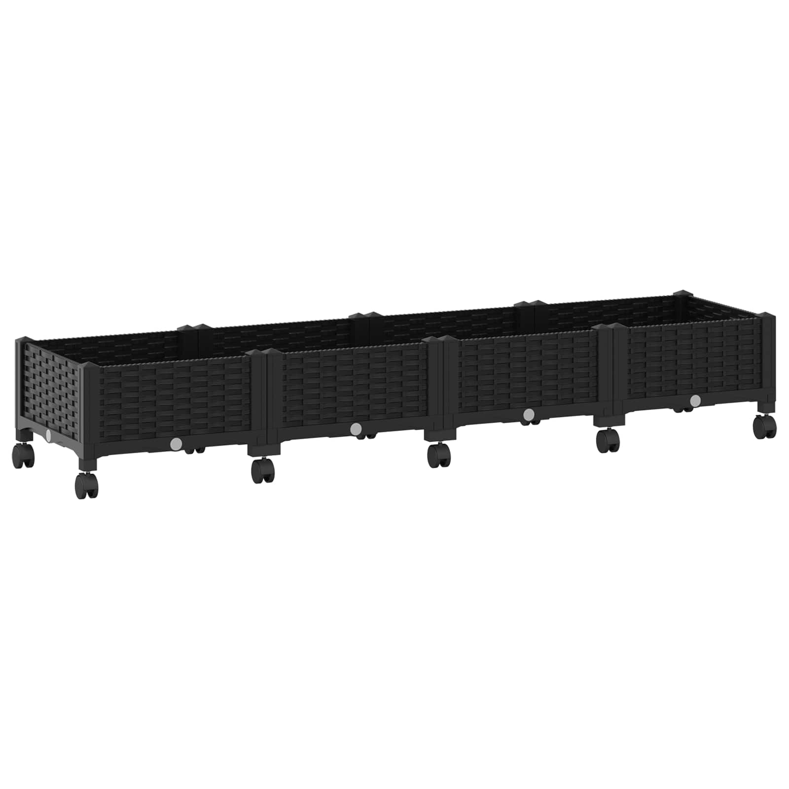 Vaso da Giardino con Ruote Nero 160 x 40 x 29 cm PP