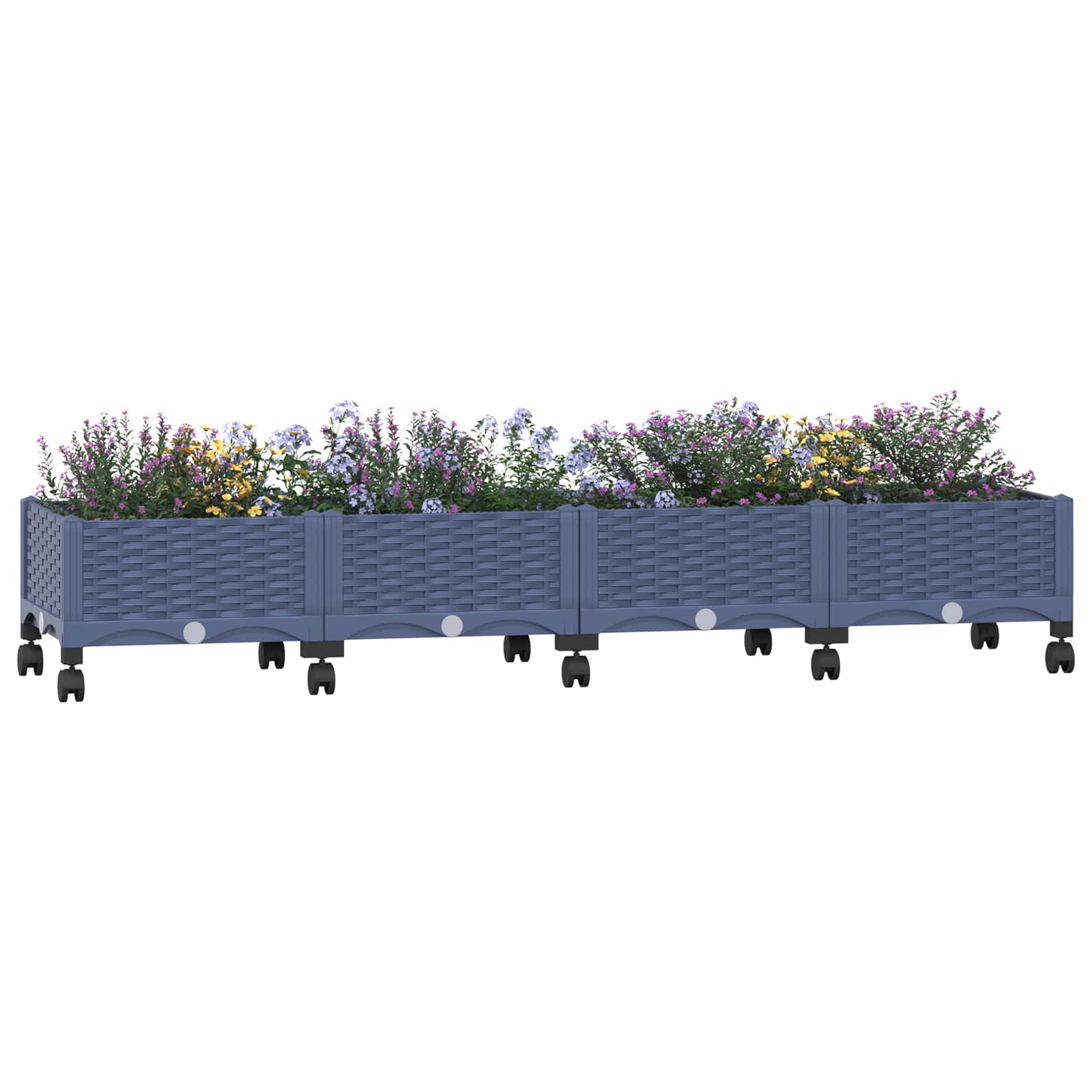 Vaso da Giardino con Ruote Blu Grigio 160 x 40 x 33 cm PP