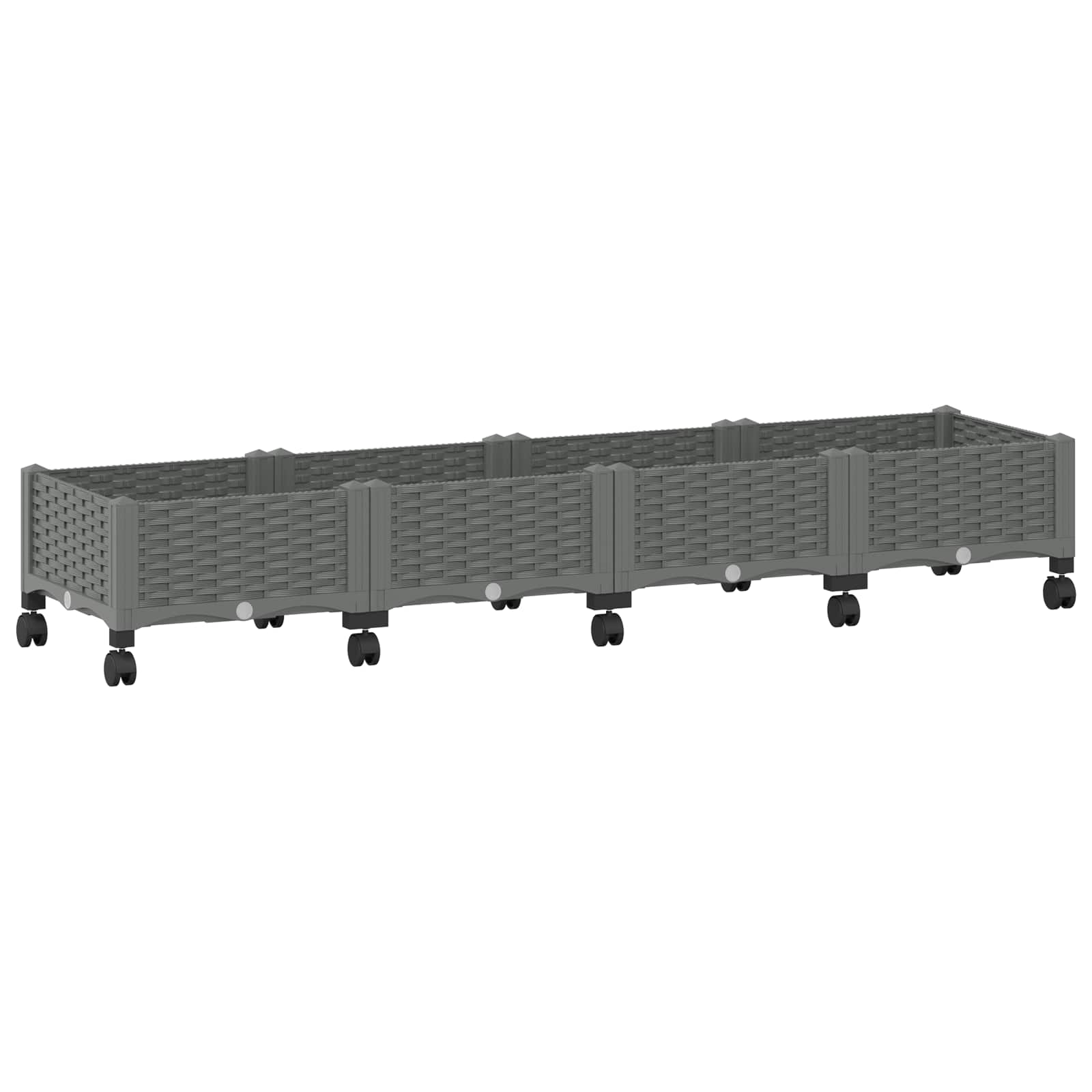 Vaso da Giardino con Ruote Grigio Chiaro 160 x 40 x 33 cm PP