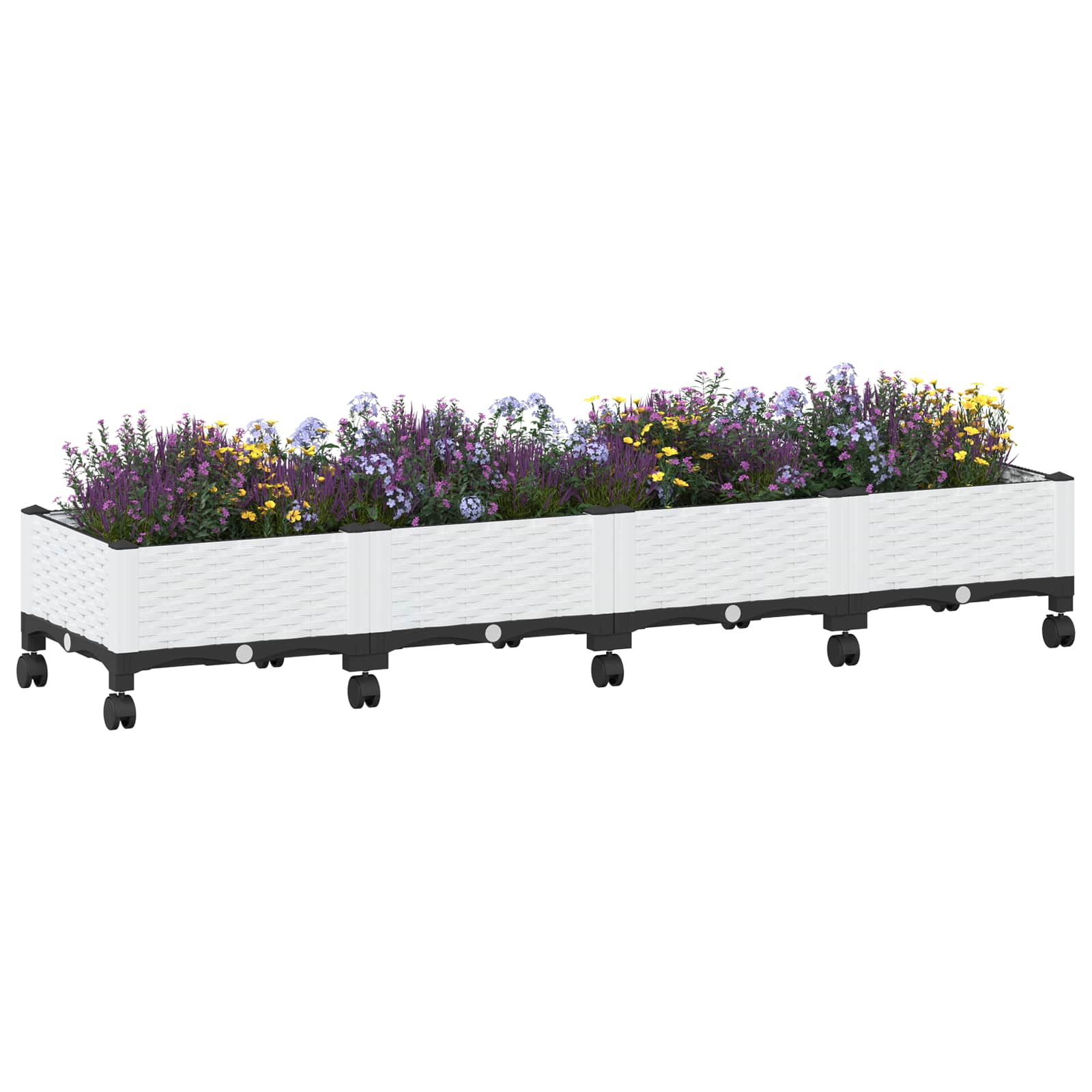 Vaso da Giardino con Ruote Bianco 160 x 40 x 33 cm PP