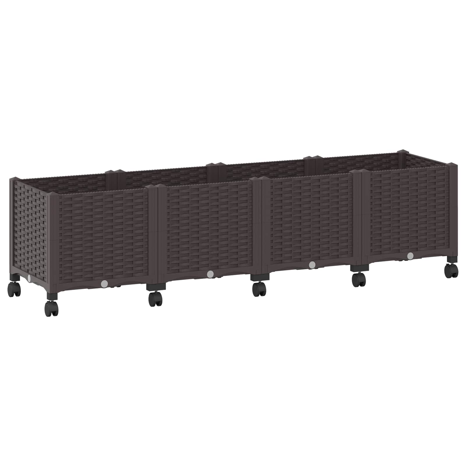 Vaso da Giardino con Ruote Marrone 160 x 40 x 44 cm PP