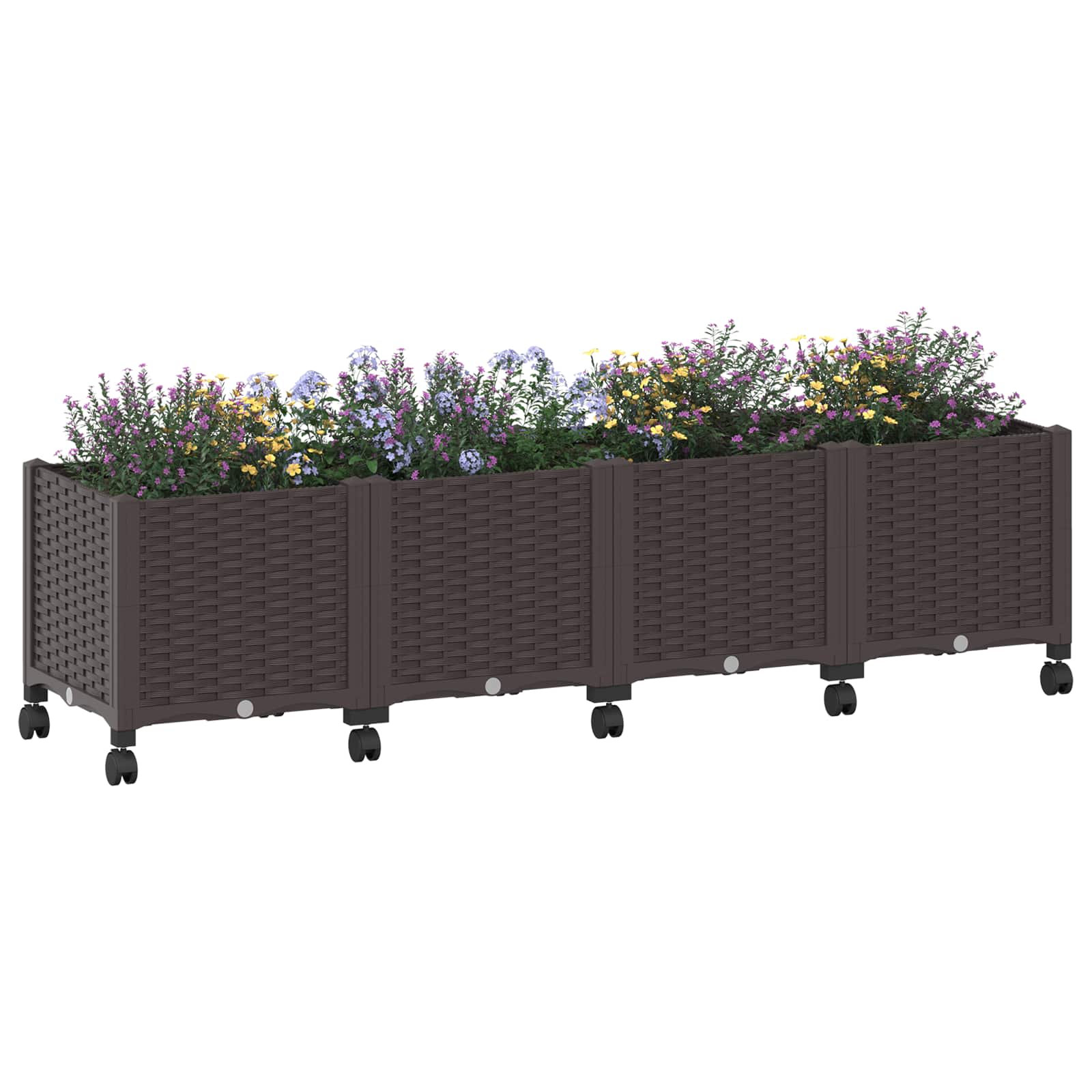 Vaso da Giardino con Ruote Marrone 160 x 40 x 44 cm PP