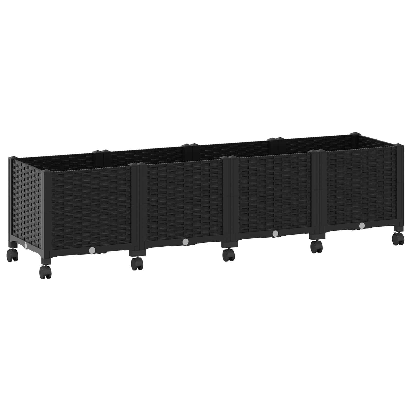 Vaso da Giardino con Ruote Nero 160 x 40 x 44 cm PP
