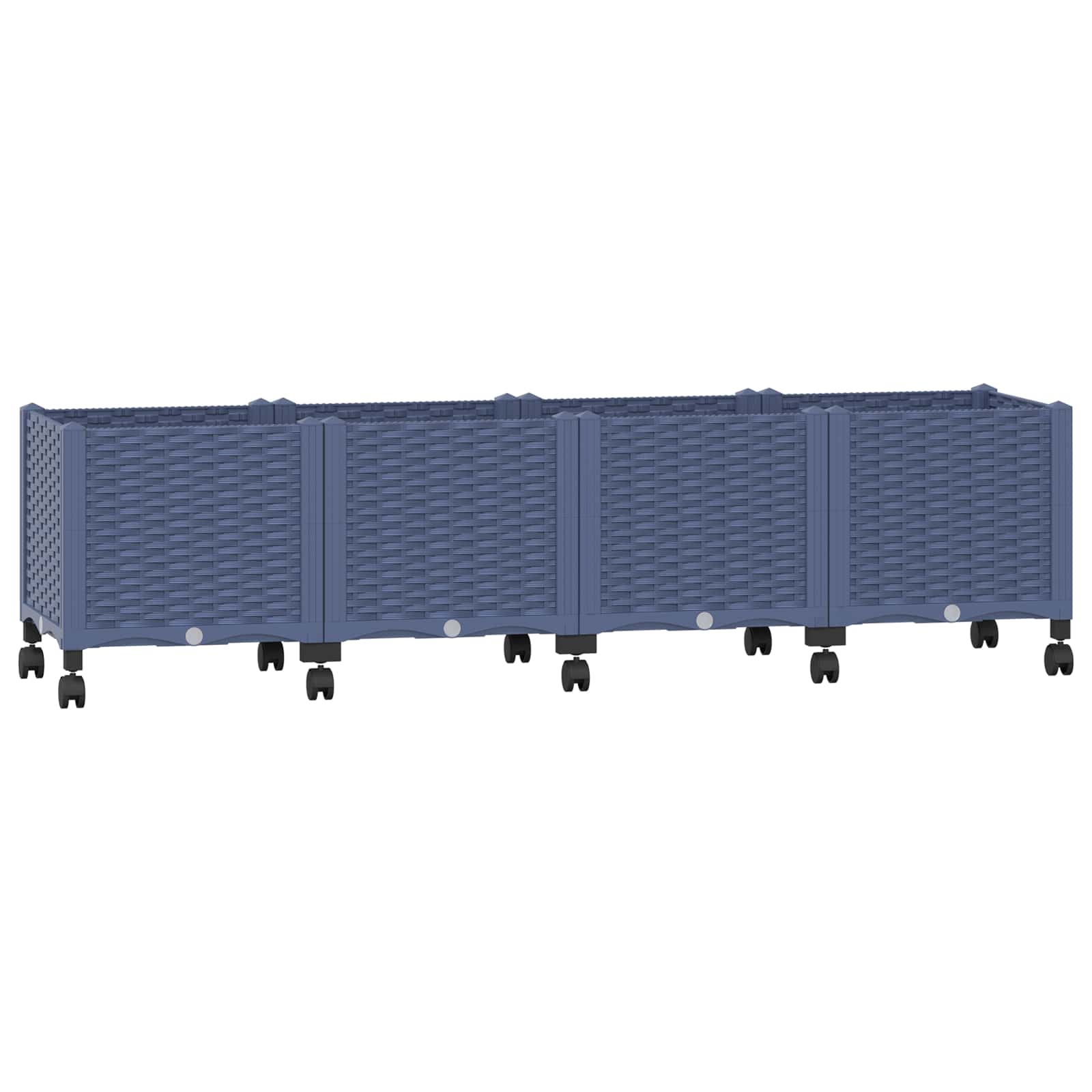 Vaso da Giardino con Ruote Blu Grigio 160 x 40 x 48 cm PP