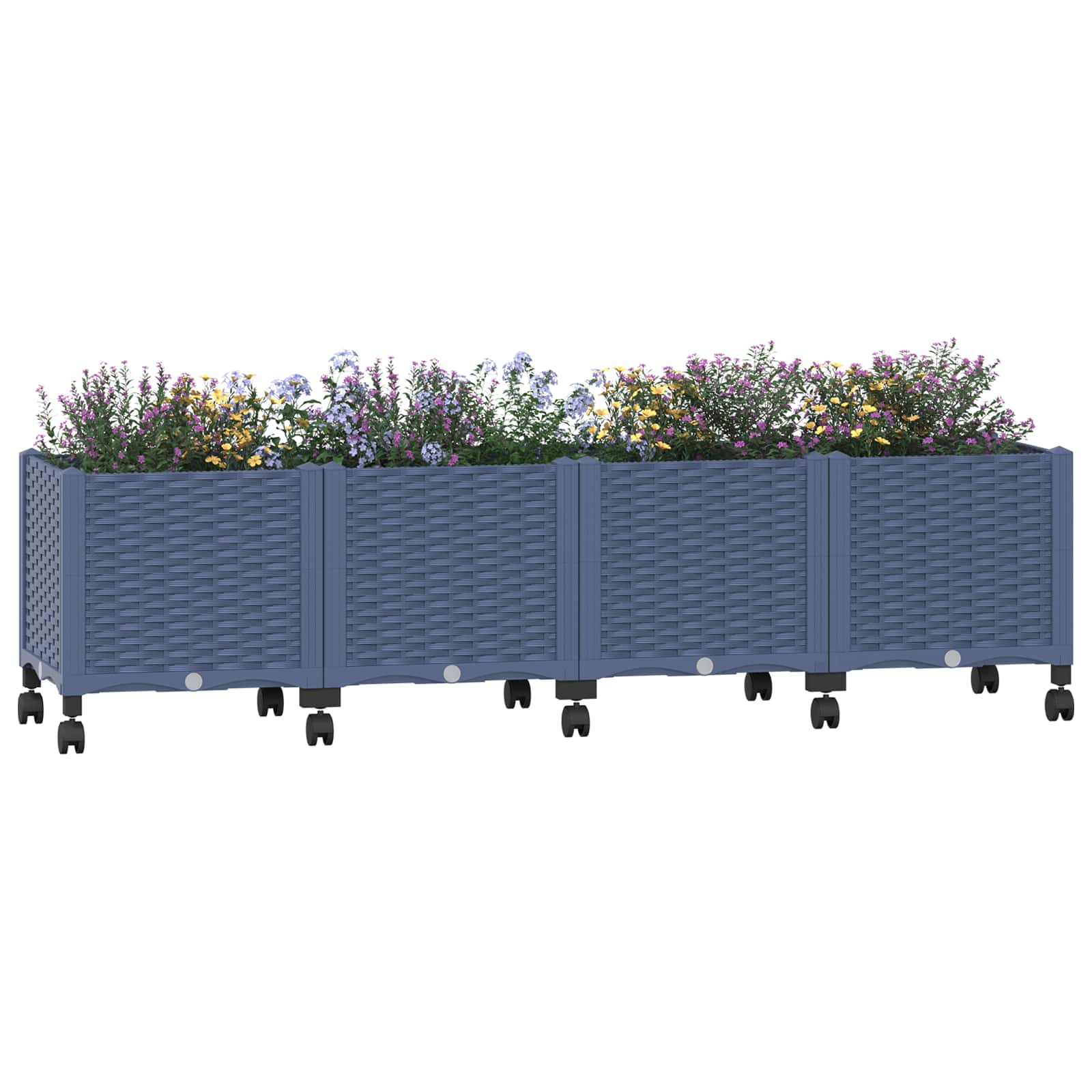Vaso da Giardino con Ruote Blu Grigio 160 x 40 x 48 cm PP