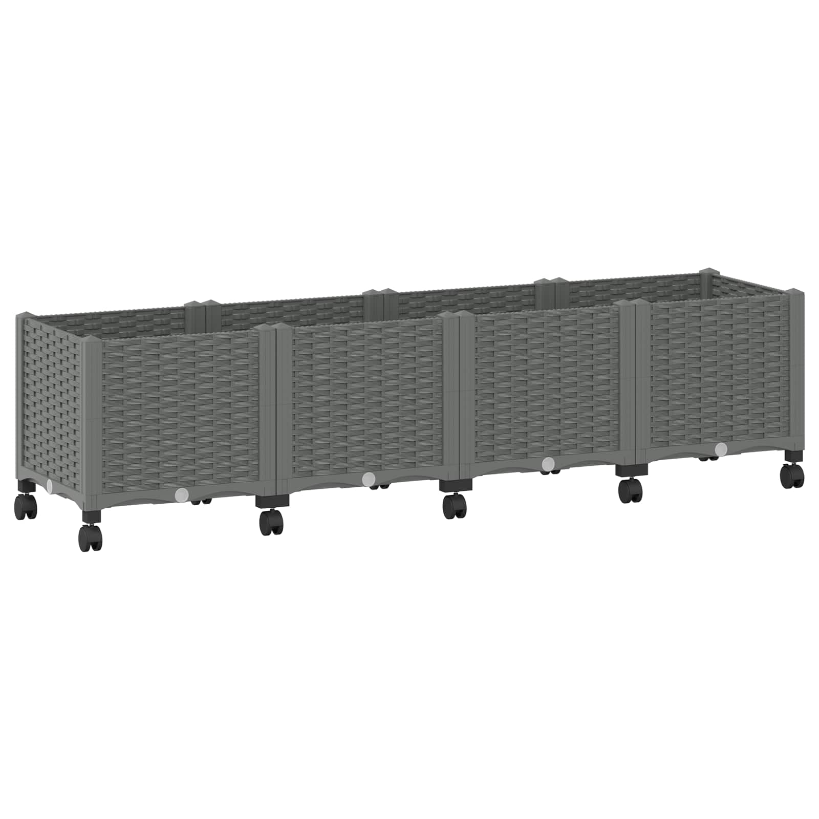 Vaso da Giardino con Ruote Grigio Chiaro 160 x 40 x 48 cm PP