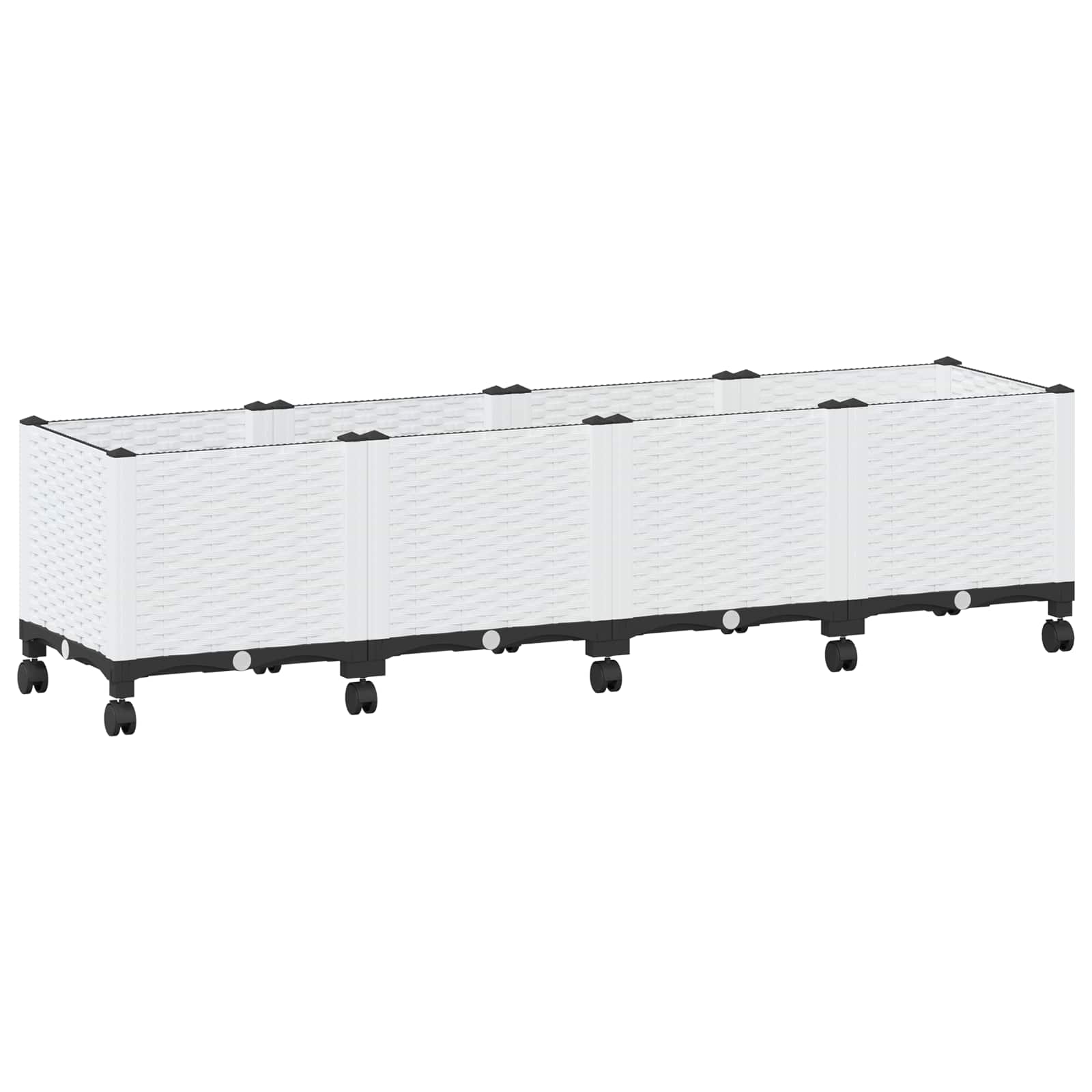 Vaso da Giardino con Ruote Bianco 160 x 40 x 48 cm PP