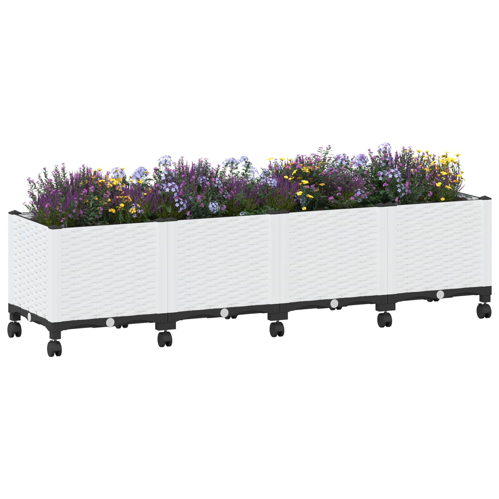 Vaso da Giardino con Ruote Bianco 160 x 40 x 48 cm PP