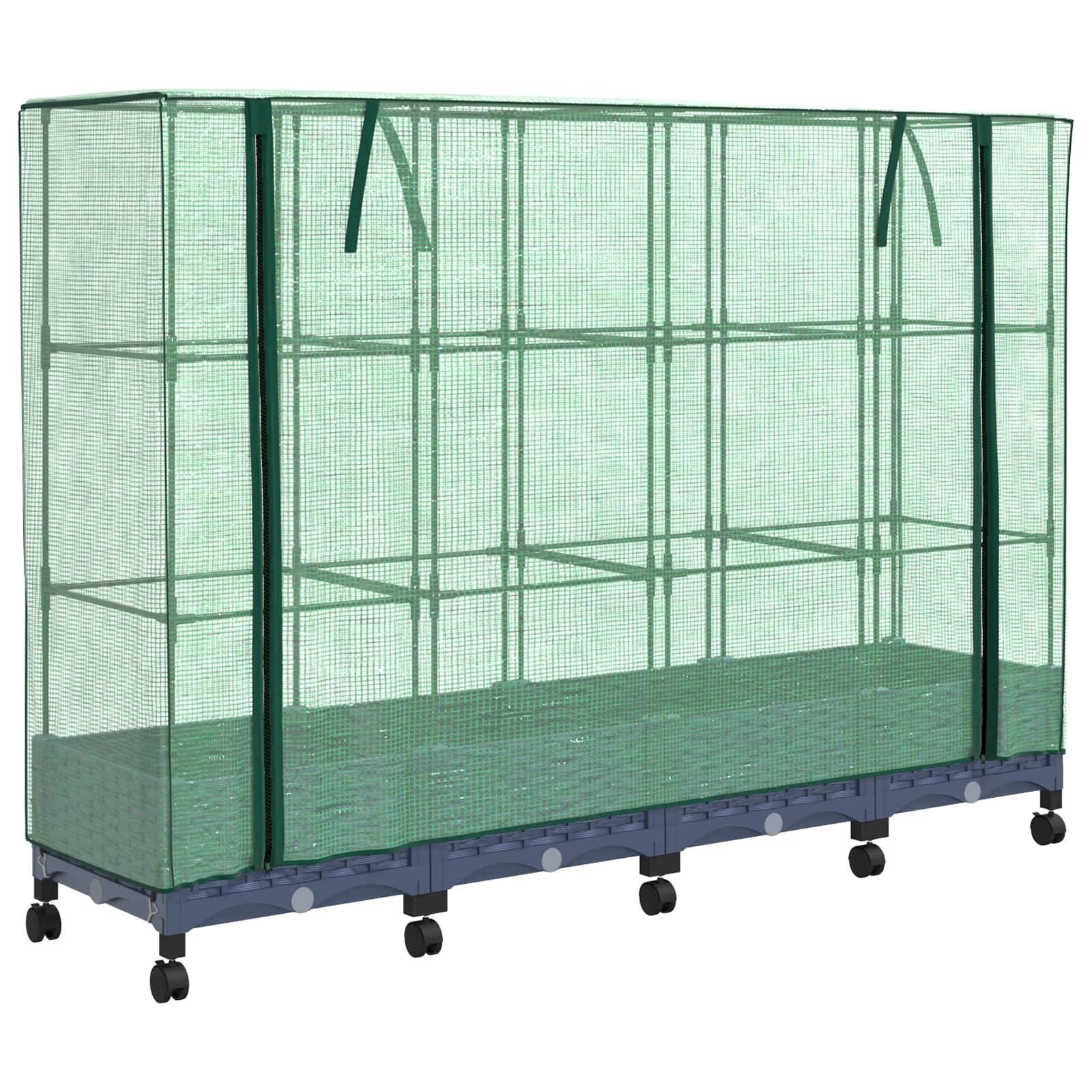 Vaso da Giardino con Copertura per Serra e Ruote 4 pz PP