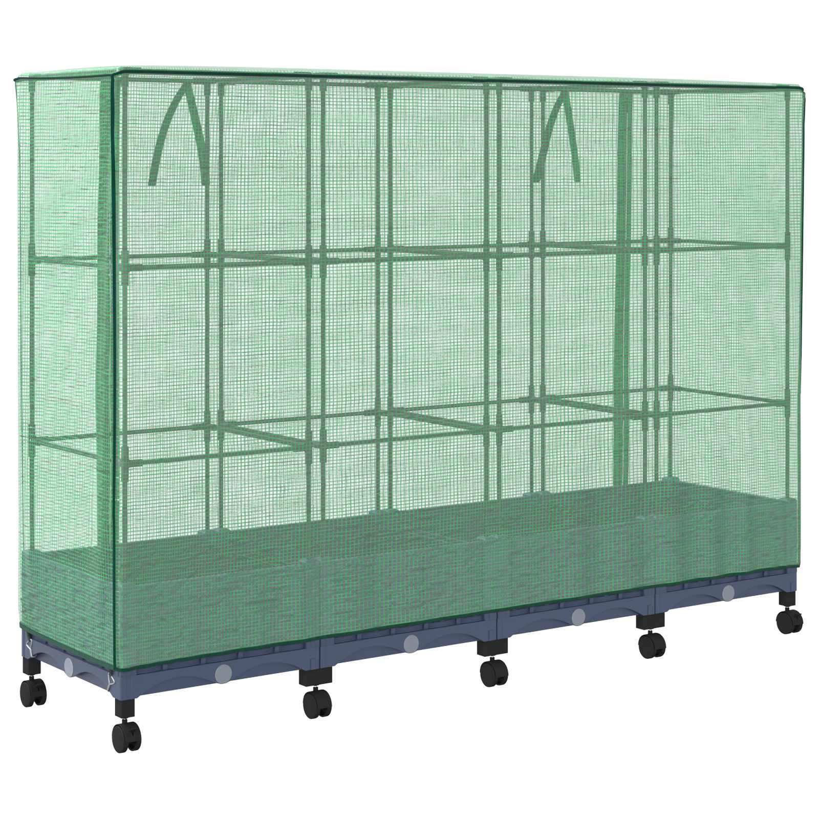 Vaso da Giardino con Copertura per Serra e Ruote 4 pz PP