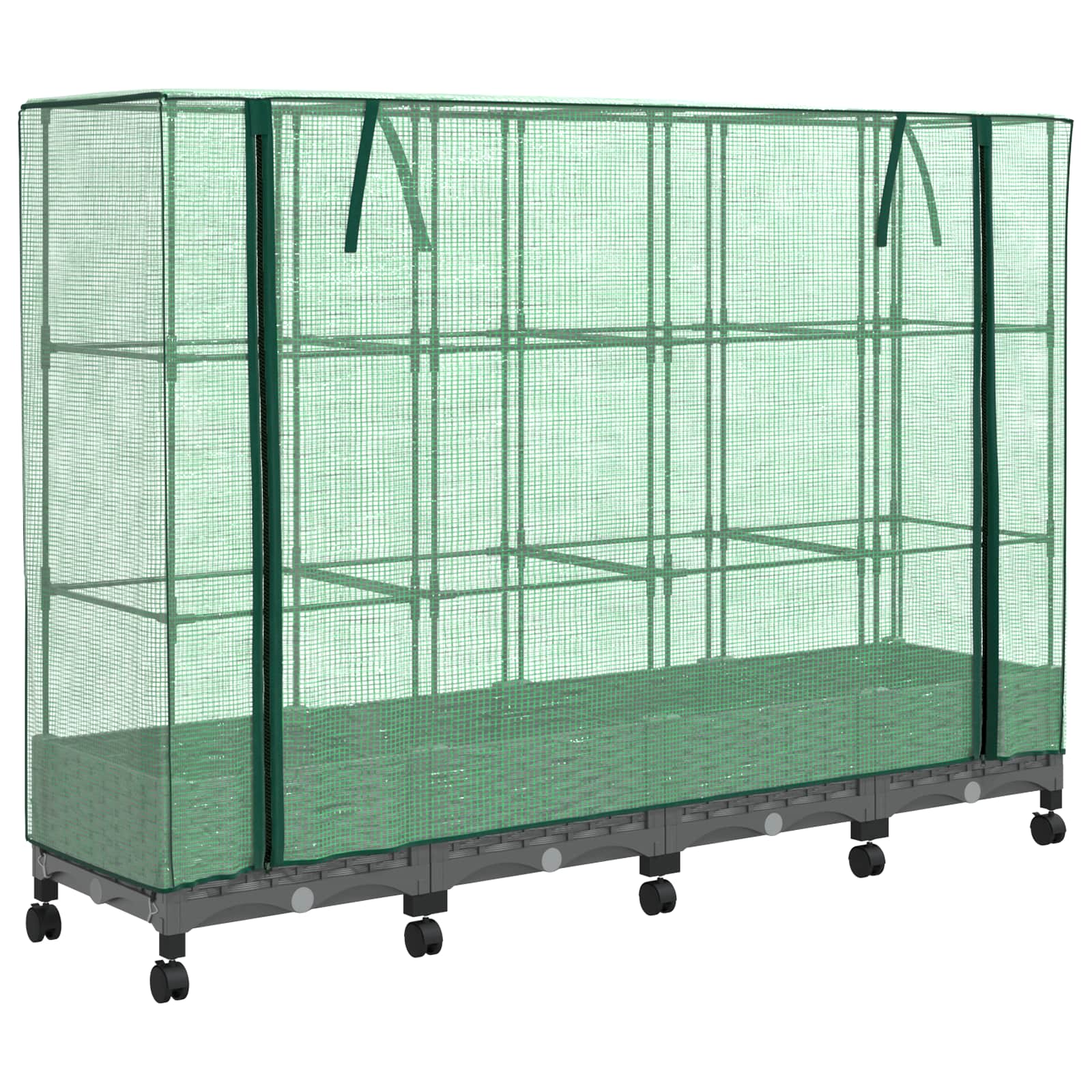 Vaso da Giardino con Copertura per Serra e Ruote 4 pz PP