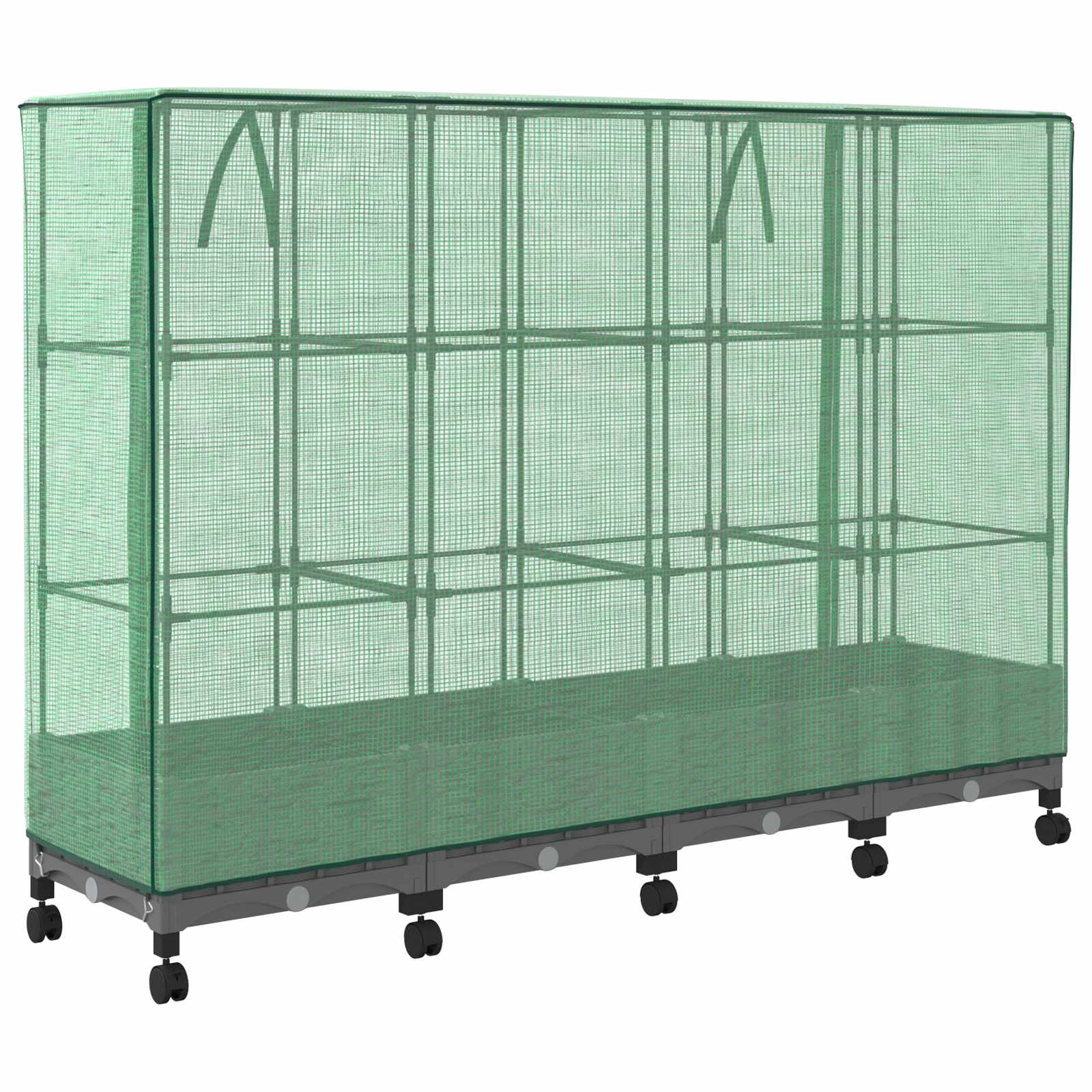 Vaso da Giardino con Copertura per Serra e Ruote 4 pz PP