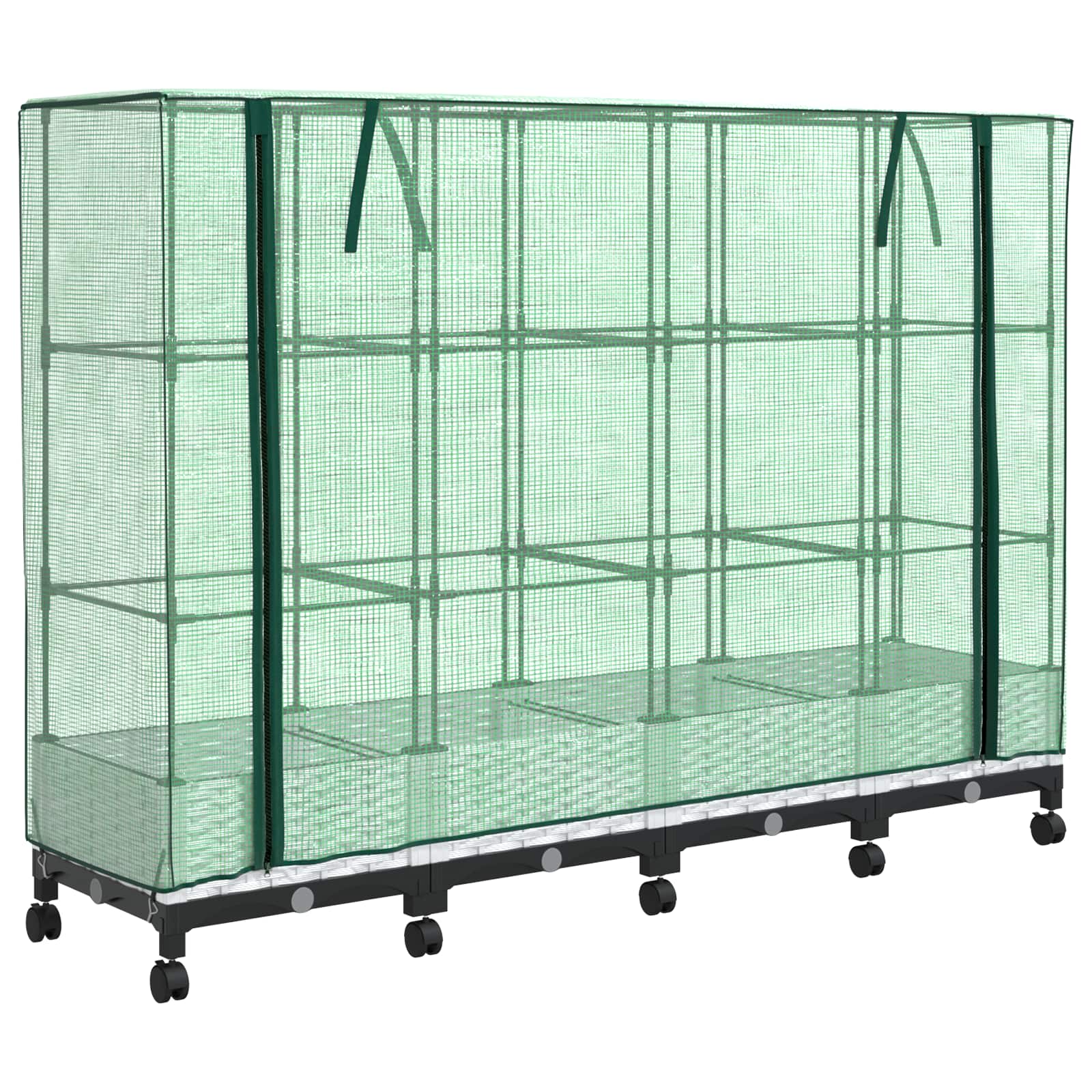 Vaso da Giardino con Copertura per Serra e Ruote 4 pz Bianco PP