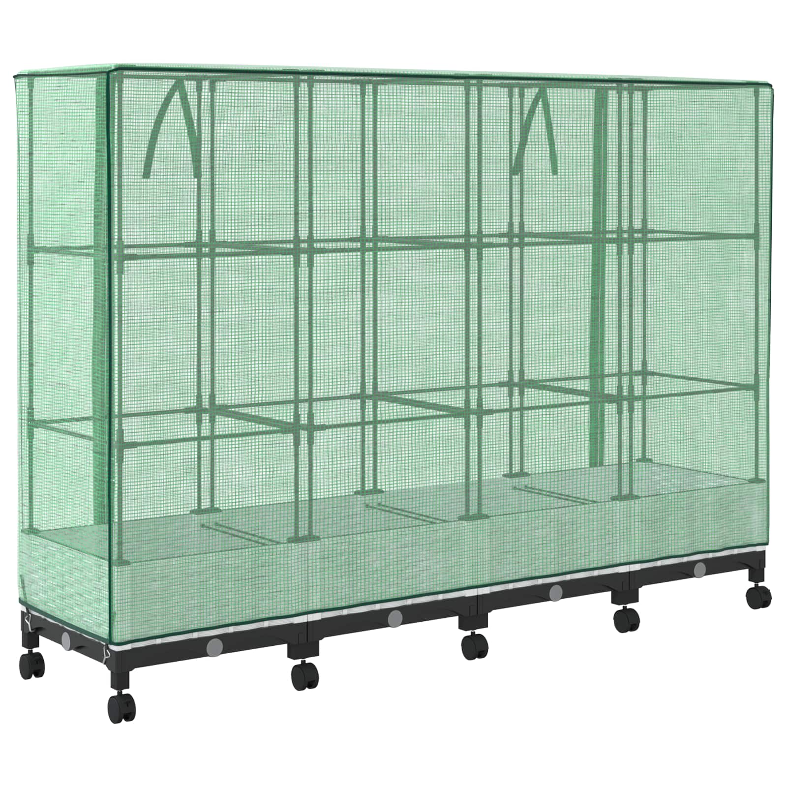 Vaso da Giardino con Copertura per Serra e Ruote 4 pz Bianco PP