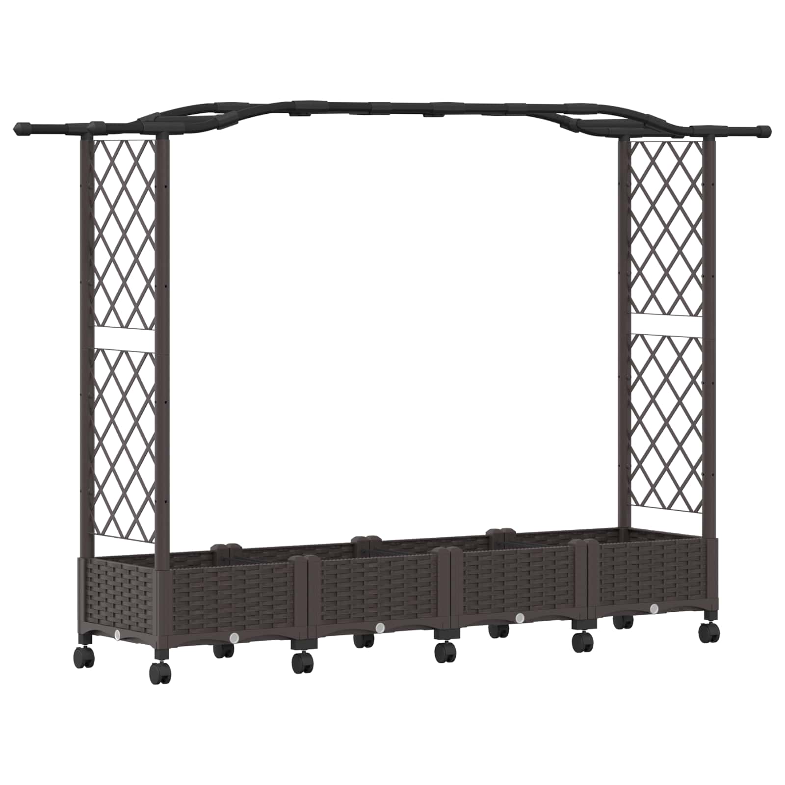 Letto Rialzato con Griglia e Tetto Marrone 207 x 40 x 129 cm PP