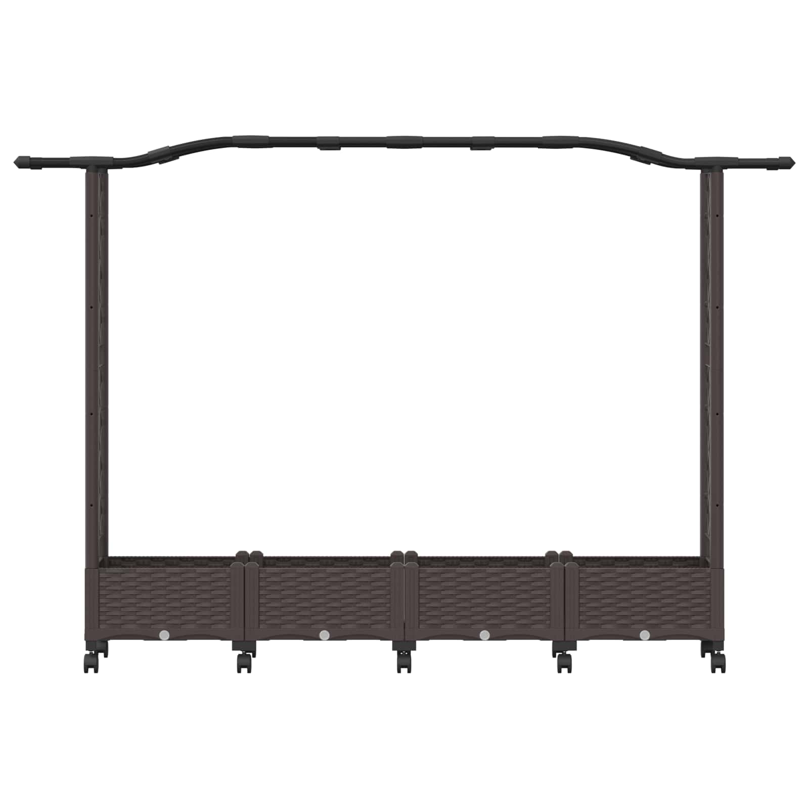 Letto Rialzato con Griglia e Tetto Marrone 207 x 40 x 129 cm PP