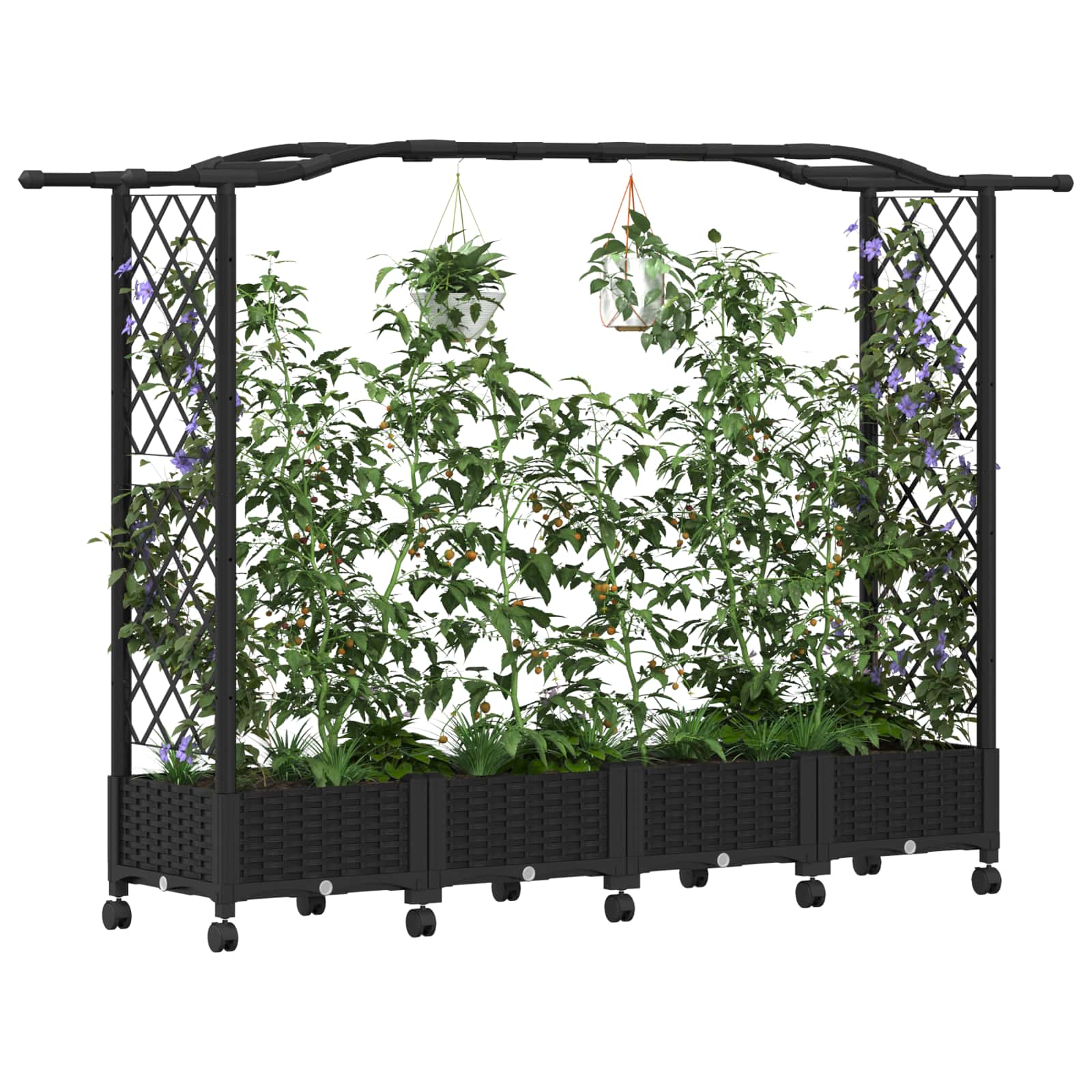 Letto Rialzato con Griglia e Tetto Nero 207 x 40 x 129 cm PP