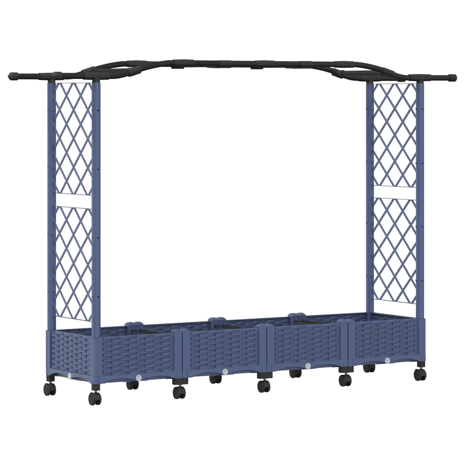 Letto Rialzato con Griglia e Tetto Grigio 207 x 40 x 129 cm PP