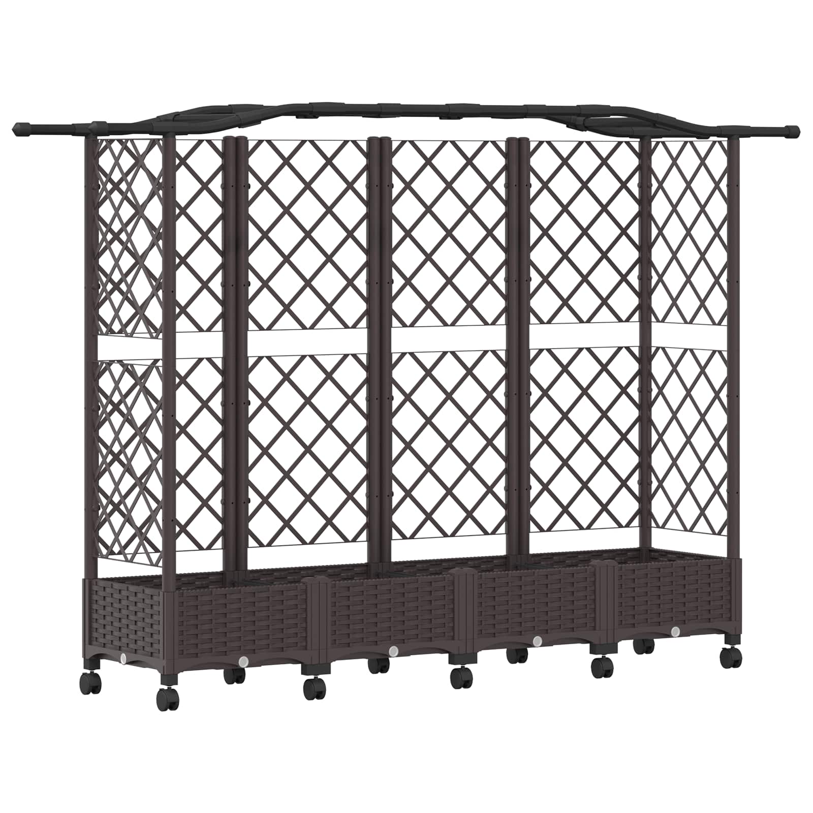 Letto Rialzato con Griglia e Tetto Marrone 203,5 x 40 x 129 cm