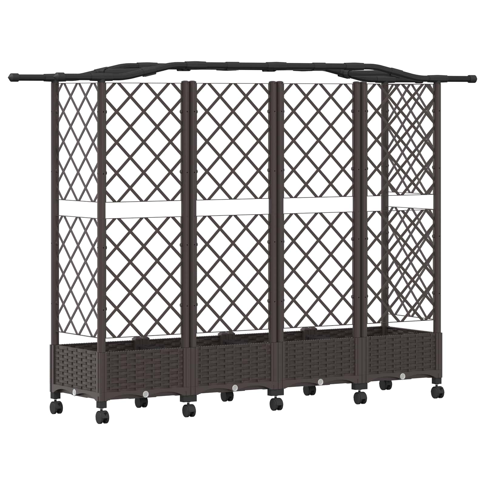 Letto Rialzato con Griglia e Tetto Marrone 203,5 x 40 x 129 cm