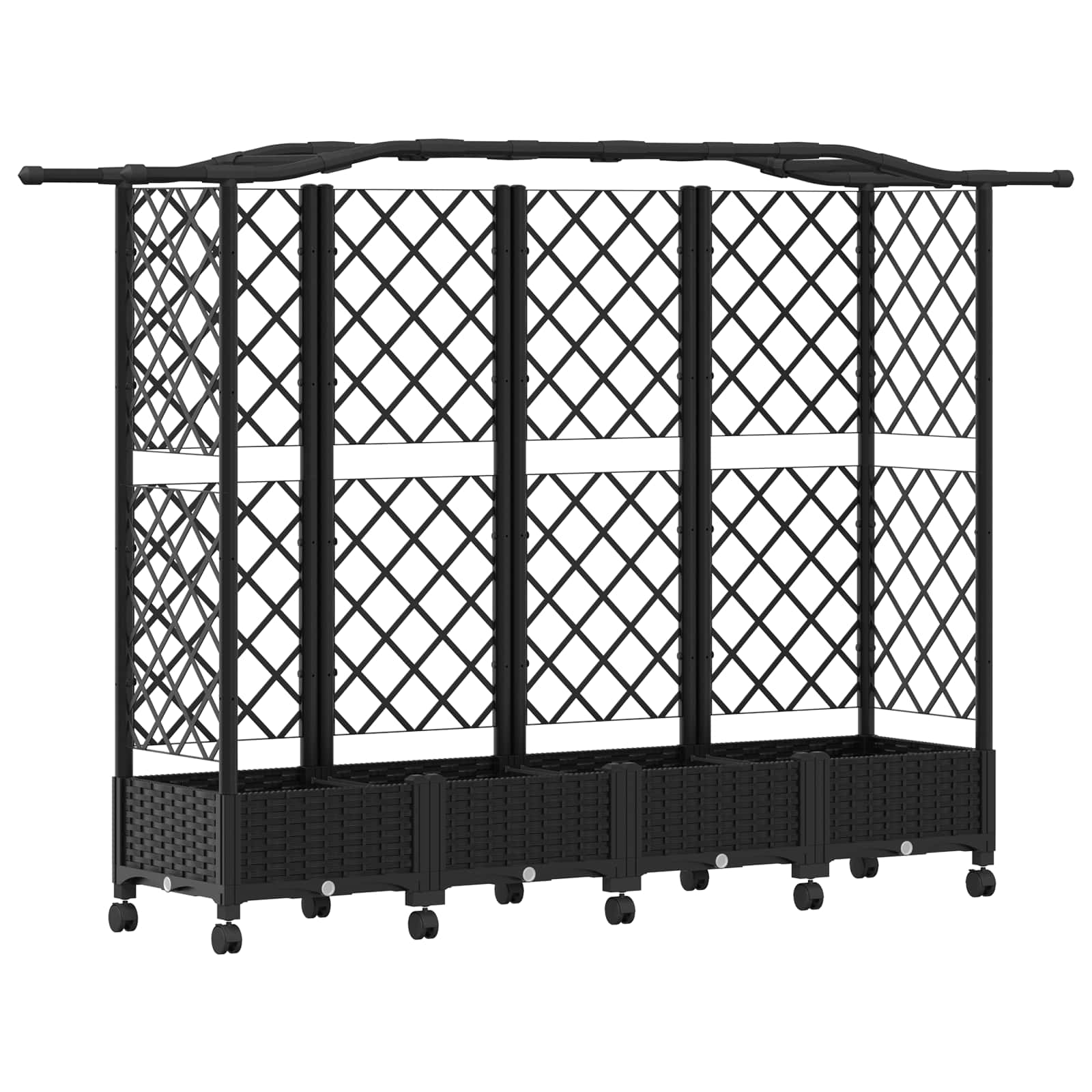 Letto Rialzato con Griglia e Tetto Nero 203,5 x 40 x 129 cm PP