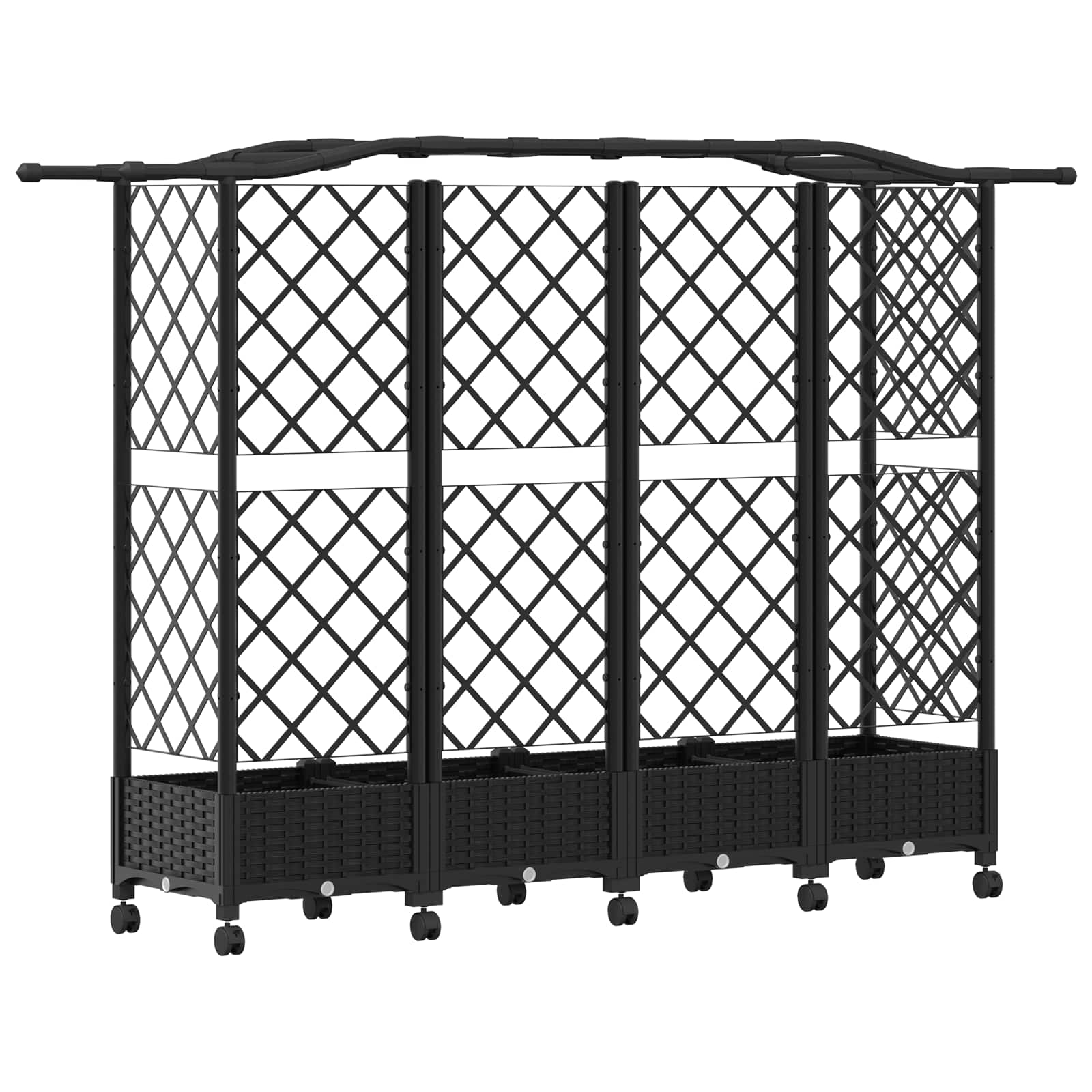 Letto Rialzato con Griglia e Tetto Nero 203,5 x 40 x 129 cm PP