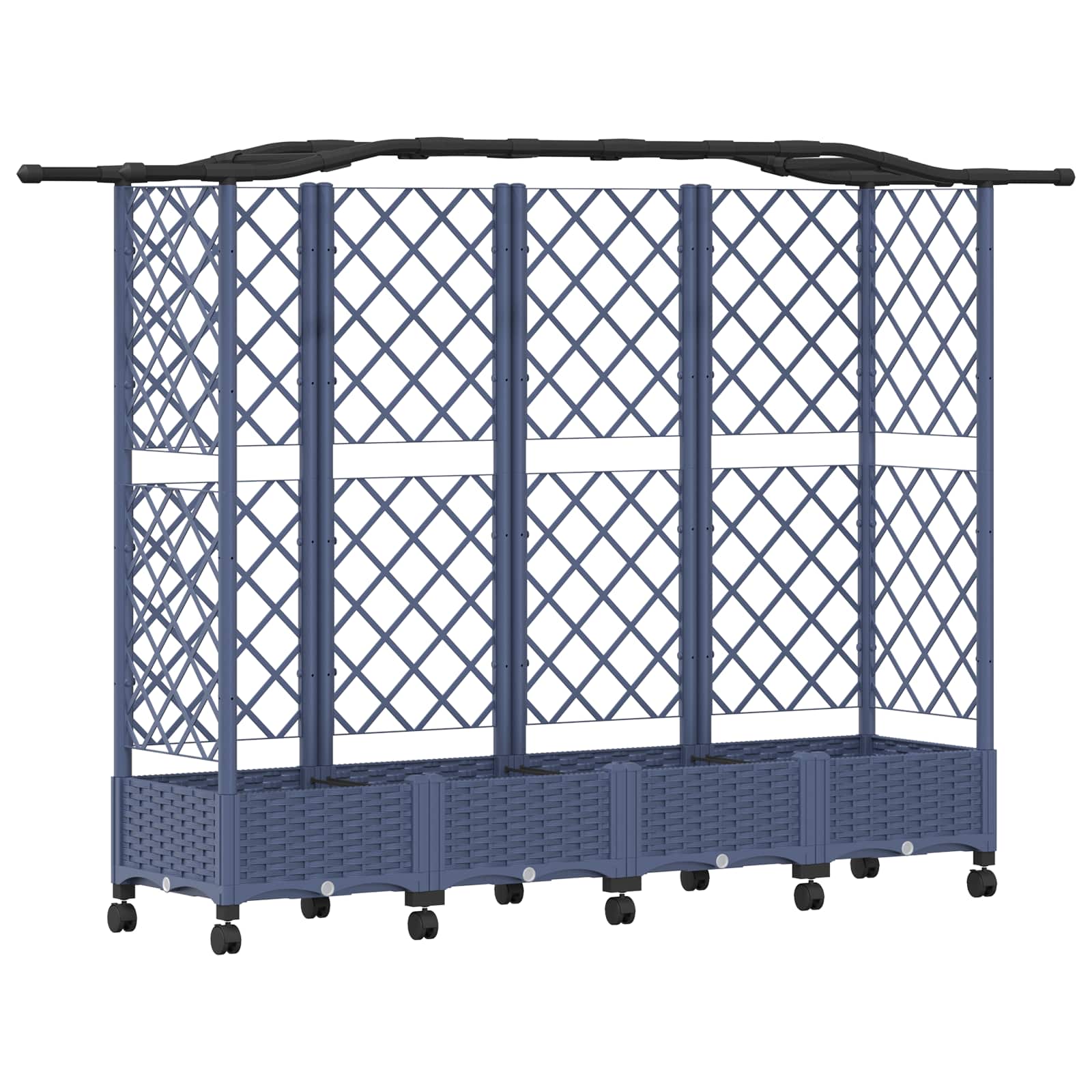 Letto Rialzato con Griglia e Tetto Grigio 203,5 x 40 x 129 cm