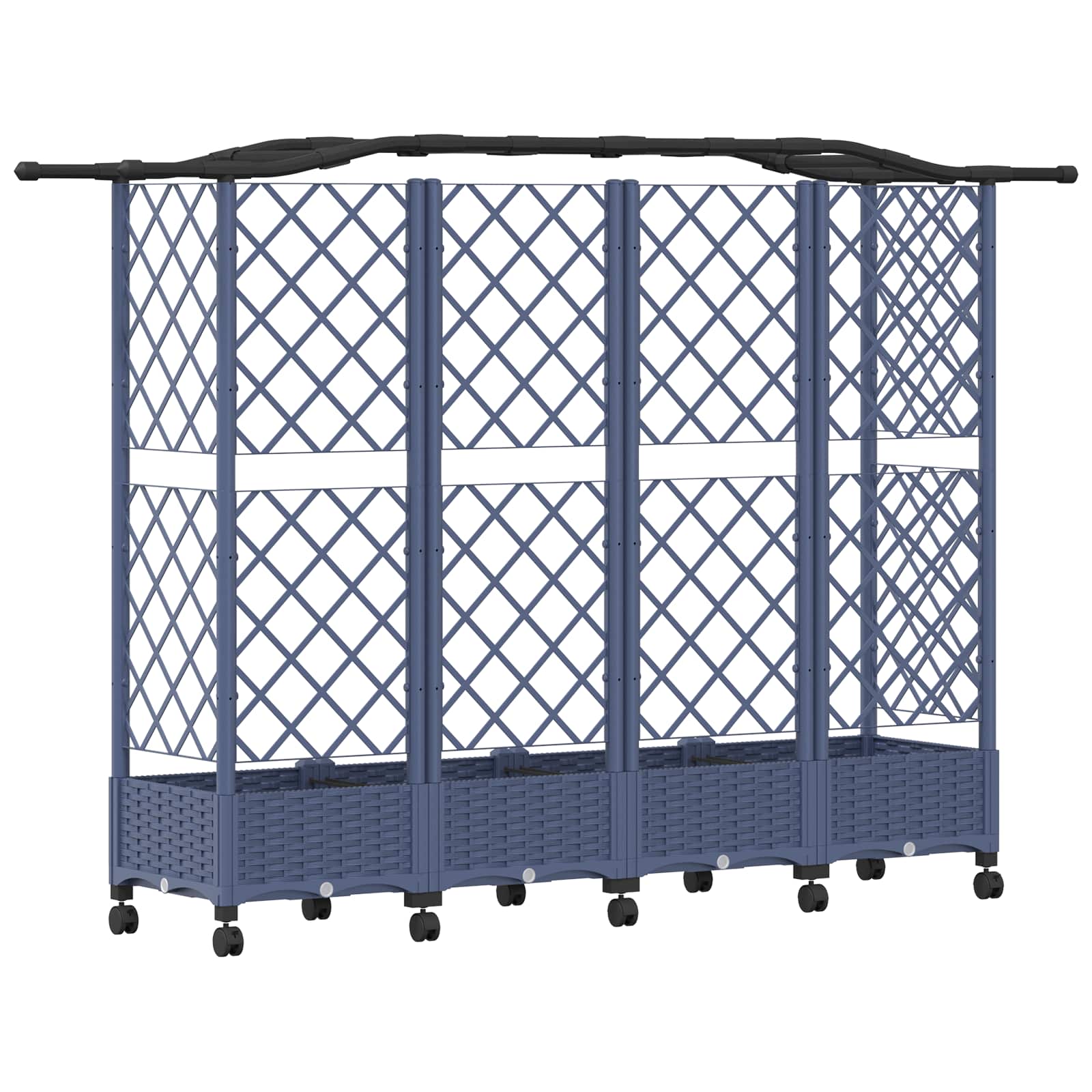 Letto Rialzato con Griglia e Tetto Grigio 203,5 x 40 x 129 cm