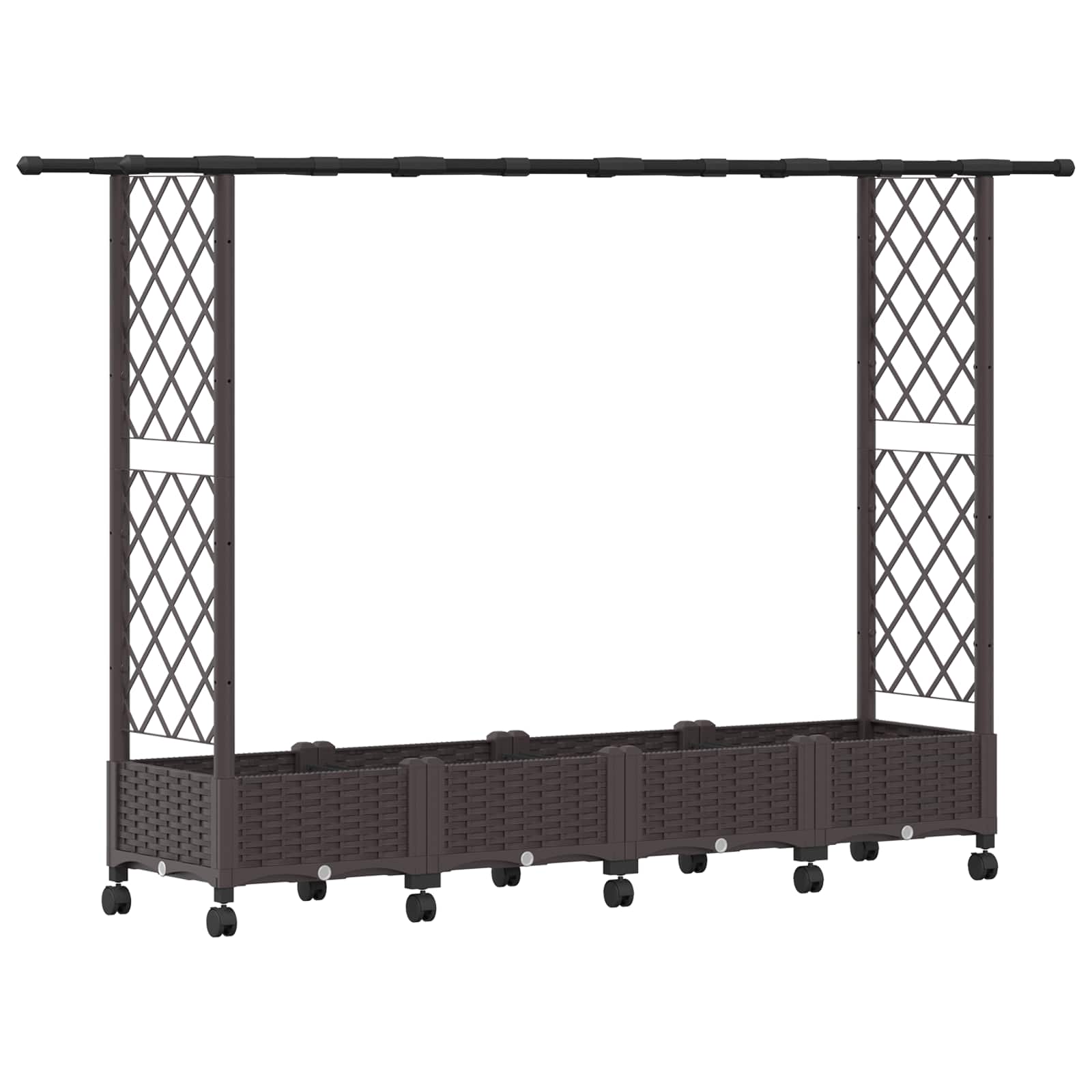 Letto Rialzato con Griglia e Tetto Marrone 203 x 40 x 127 cm PP