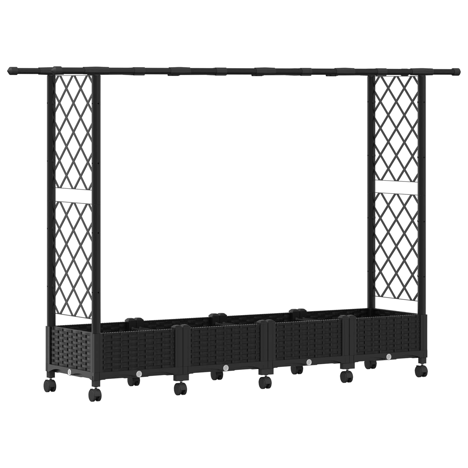Letto Rialzato con Griglia e Tetto Nero 203 x 40 x 127 cm PP
