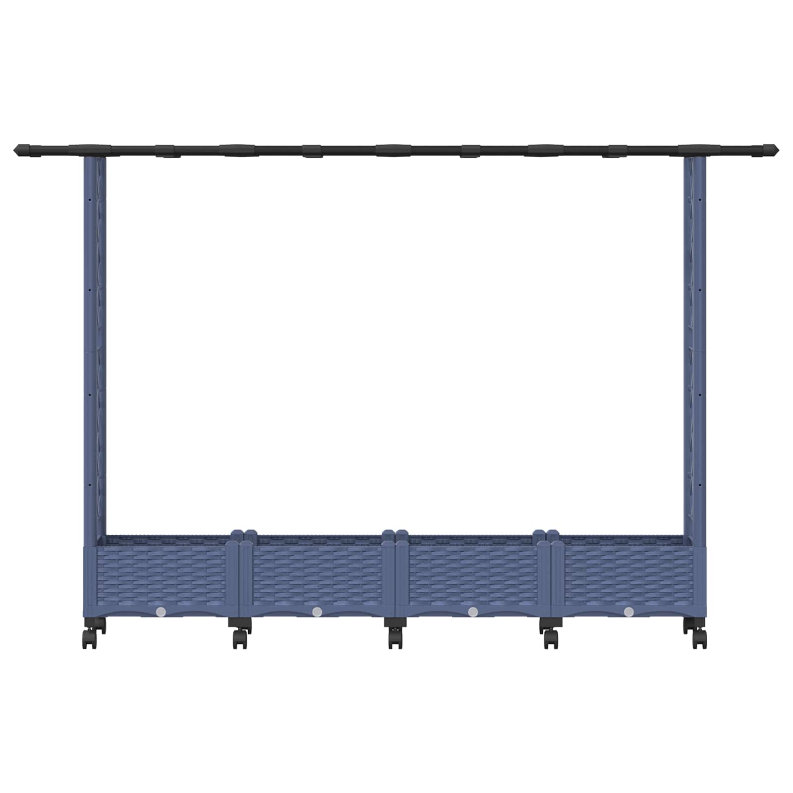 Letto Rialzato con Griglia e Tetto Grigio 203 x 40 x 127 cm PP