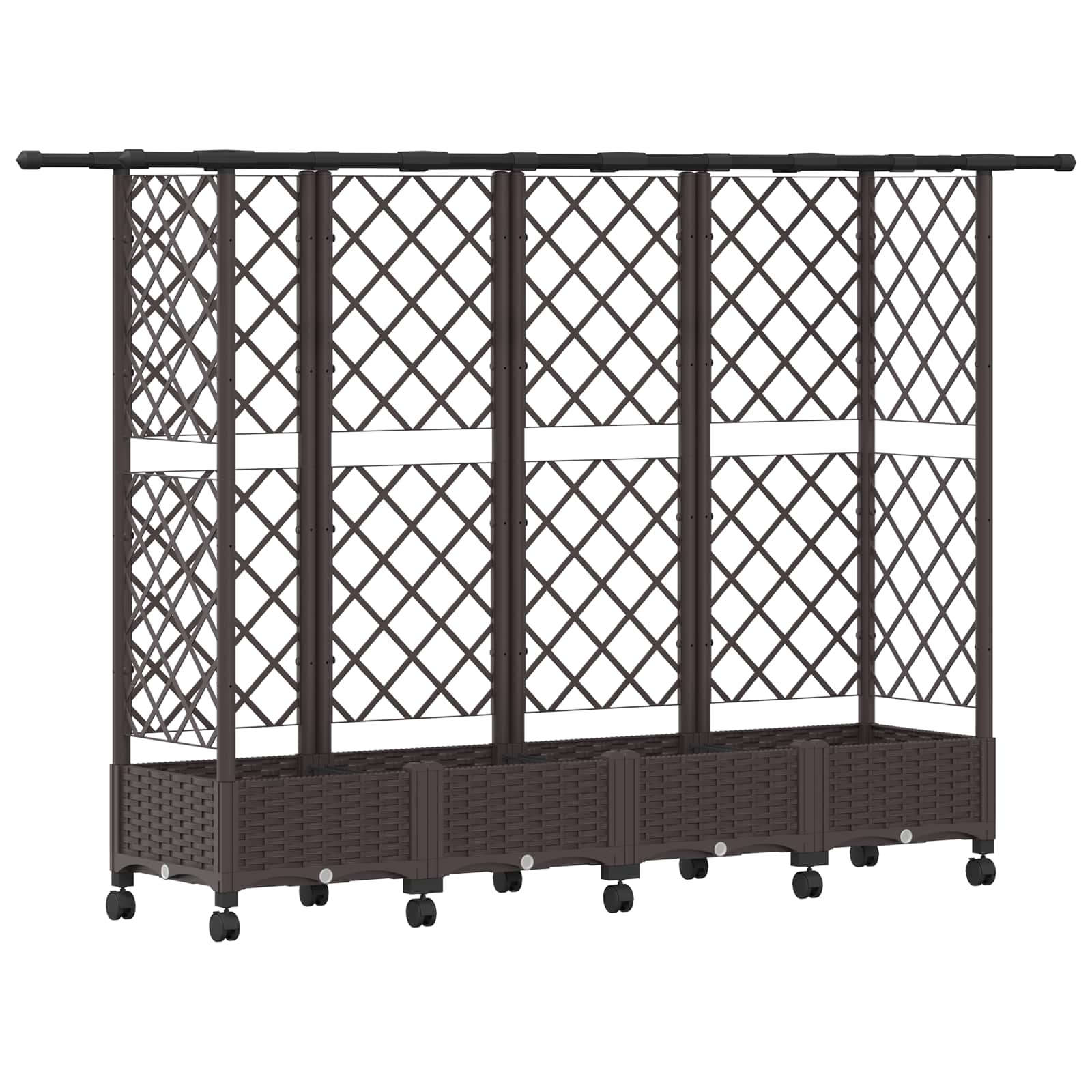 Letto Rialzato con Griglia e Tetto Marrone 202,5 x 40 x 127 cm