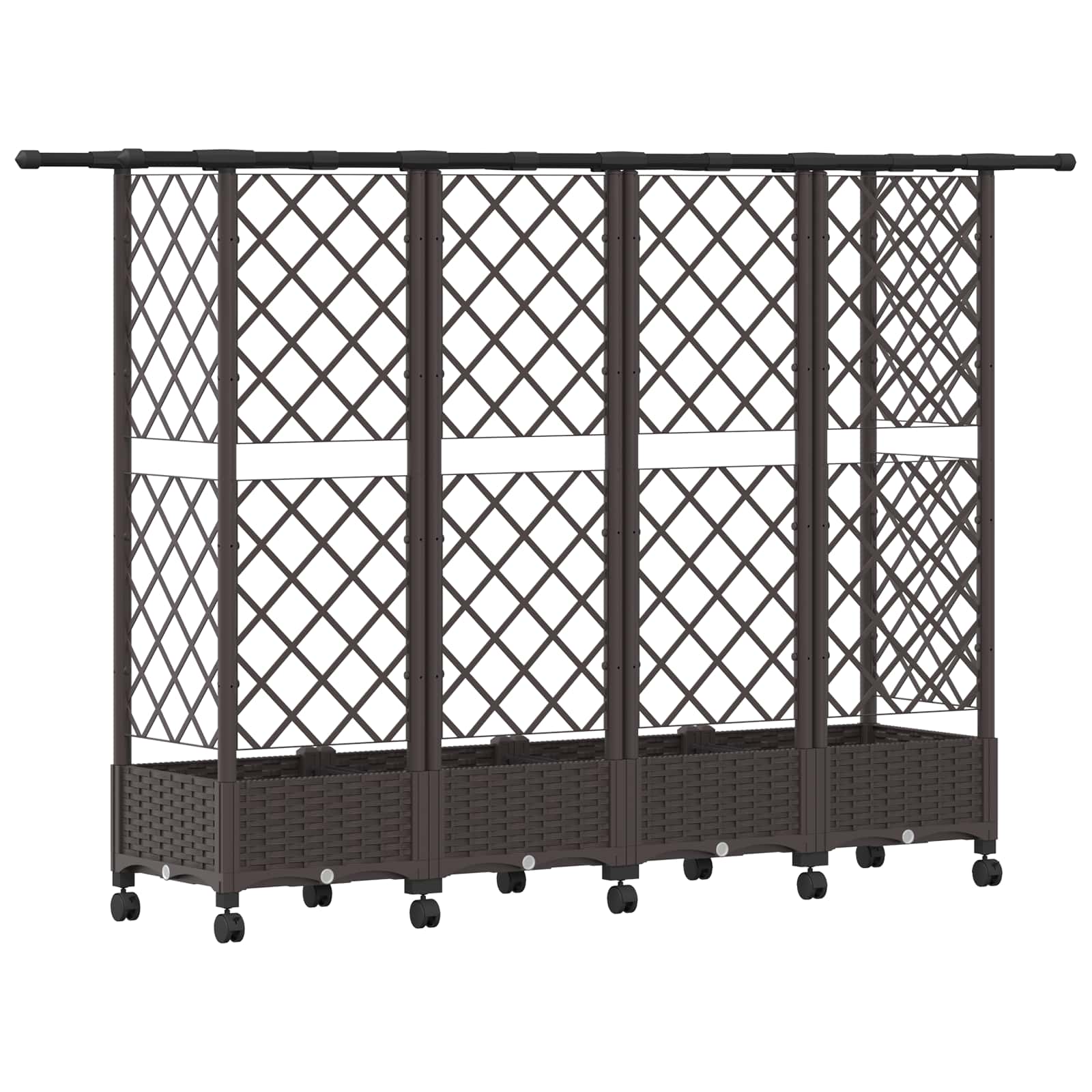 Letto Rialzato con Griglia e Tetto Marrone 202,5 x 40 x 127 cm