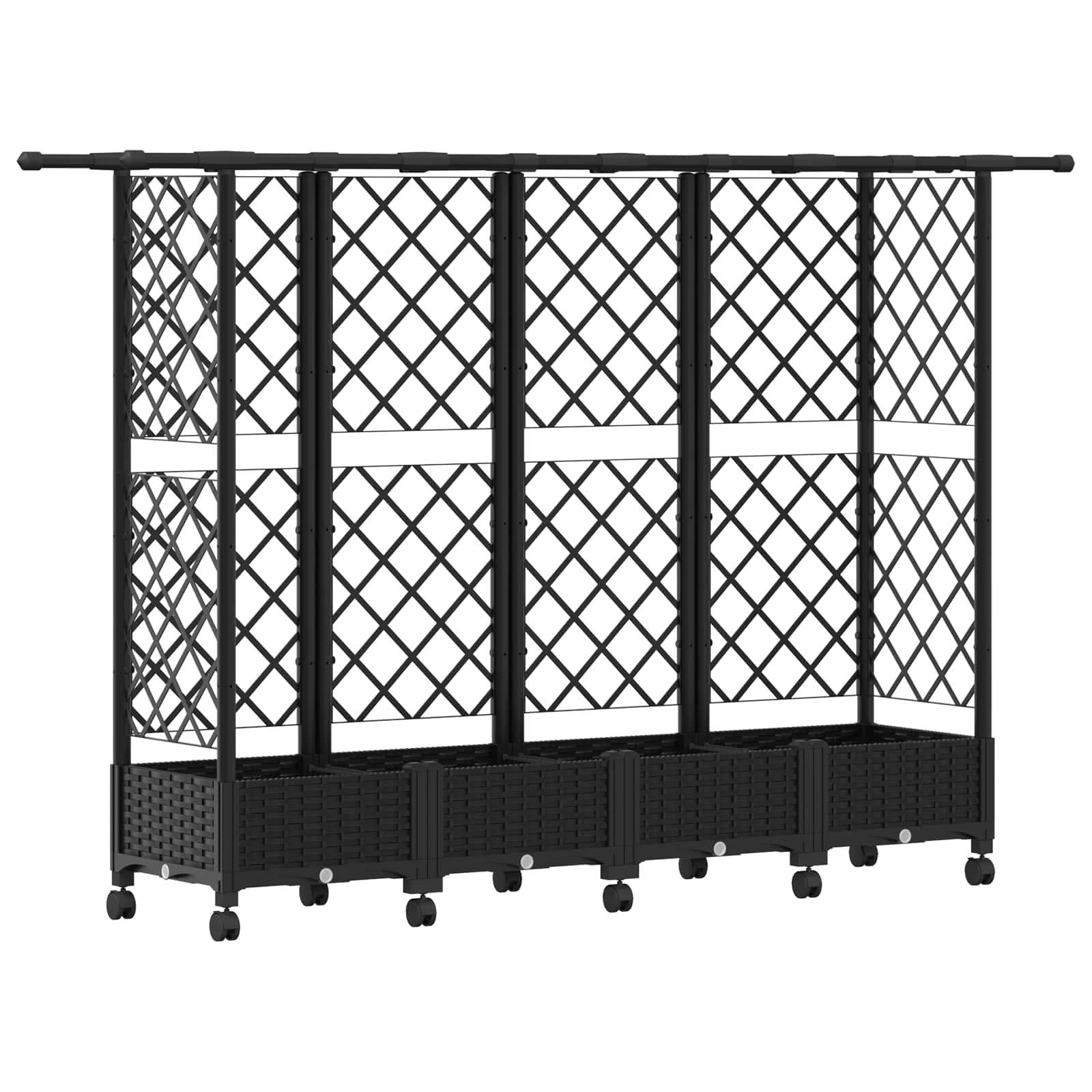 Letto Rialzato con Griglia e Tetto Nero 202,5 x 40 x 127 cm PP