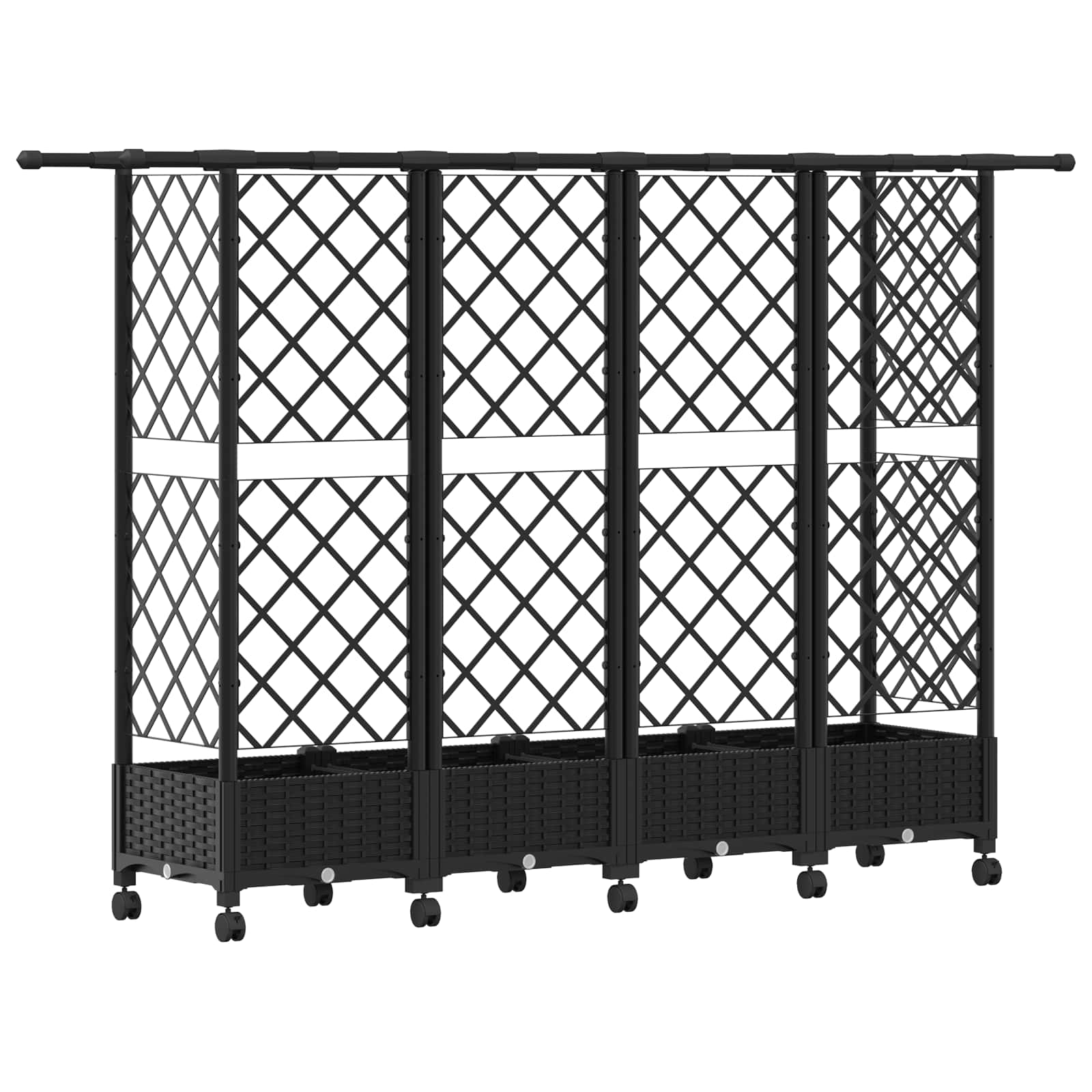 Letto Rialzato con Griglia e Tetto Nero 202,5 x 40 x 127 cm PP