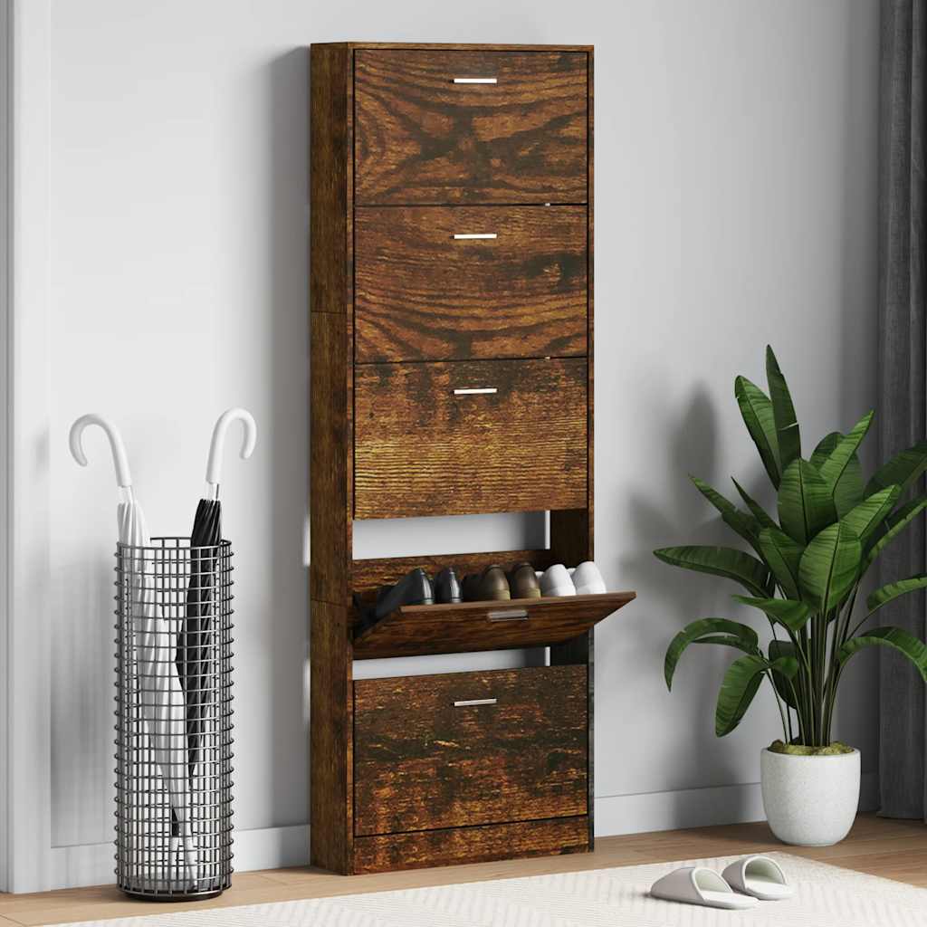 Scarpiera Rovere Fumo 59x17x169 cm in Legno Multistrato