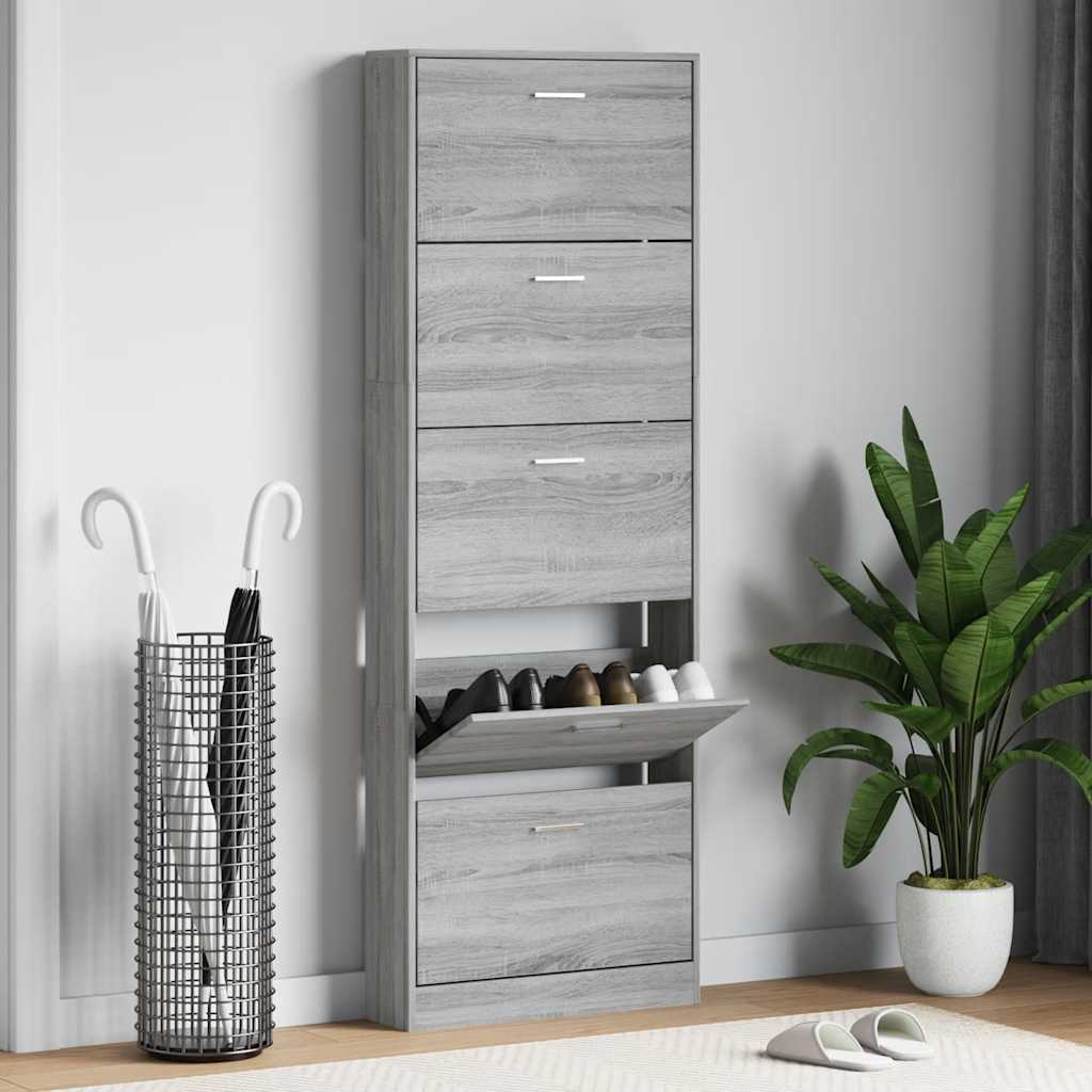 Scarpiera Grigio Sonoma 59x17x169 cm in Legno Multistrato