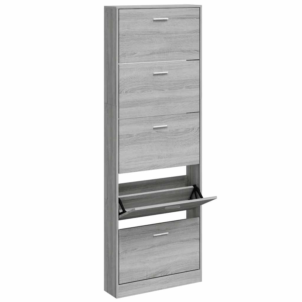 Scarpiera Grigio Sonoma 59x17x169 cm in Legno Multistrato