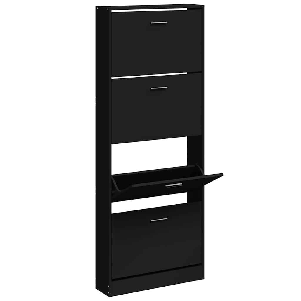 Scarpiera Nera 59x17x150 cm in Legno Multistrato