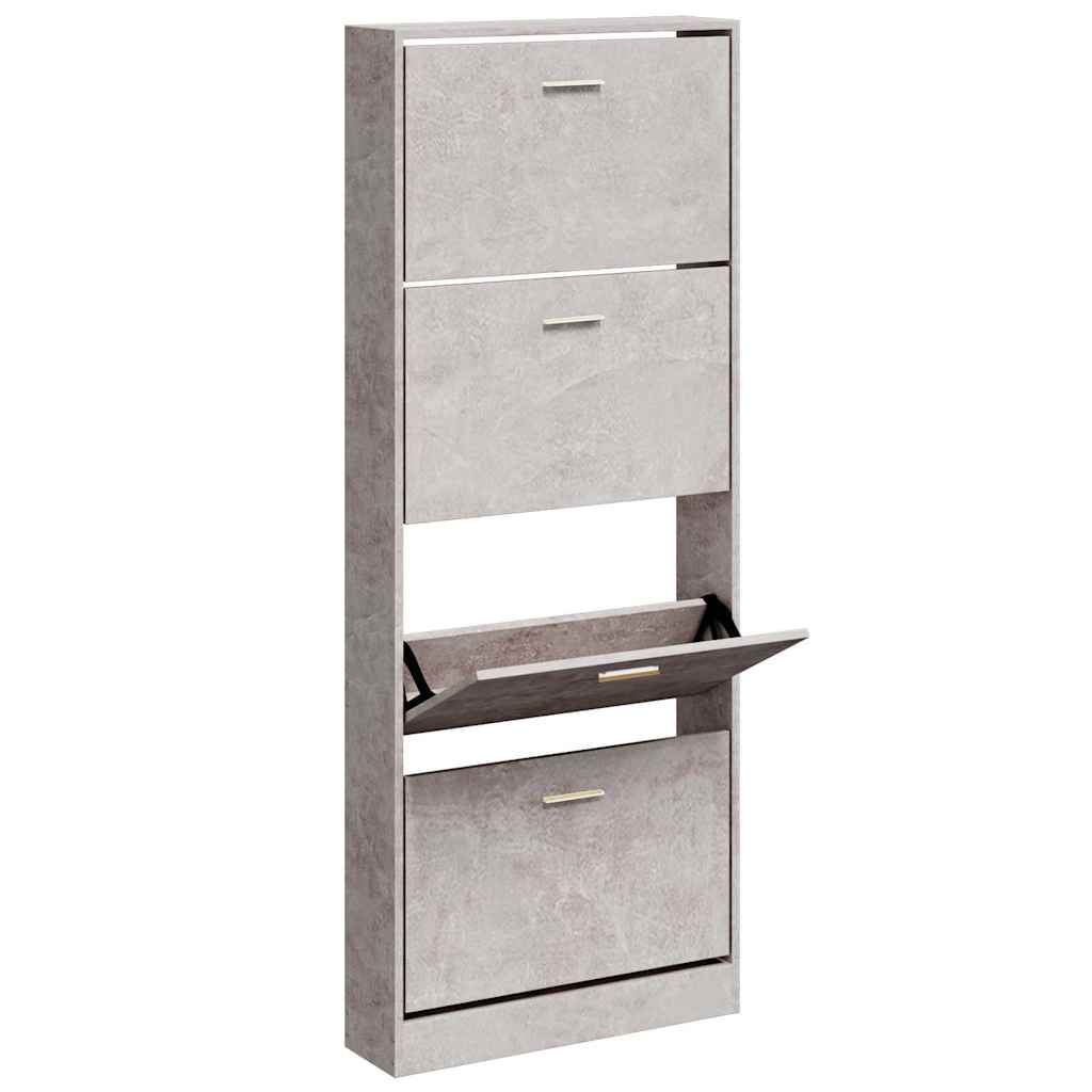 Scarpiera Grigio Cemento 59x17x150 cm in Legno Multistrato