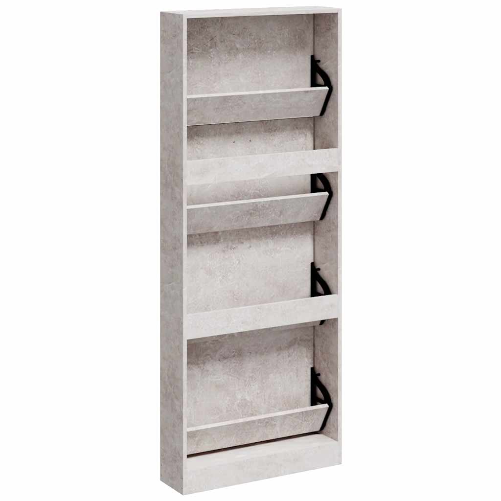 Scarpiera Grigio Cemento 59x17x150 cm in Legno Multistrato