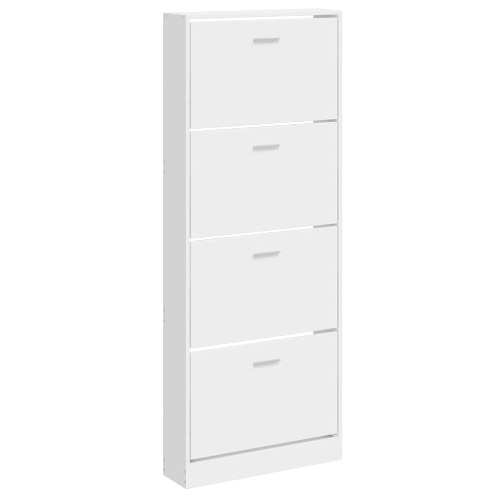 Scarpiera Bianco Lucido 59x17x150 cm in Legno Multistrato
