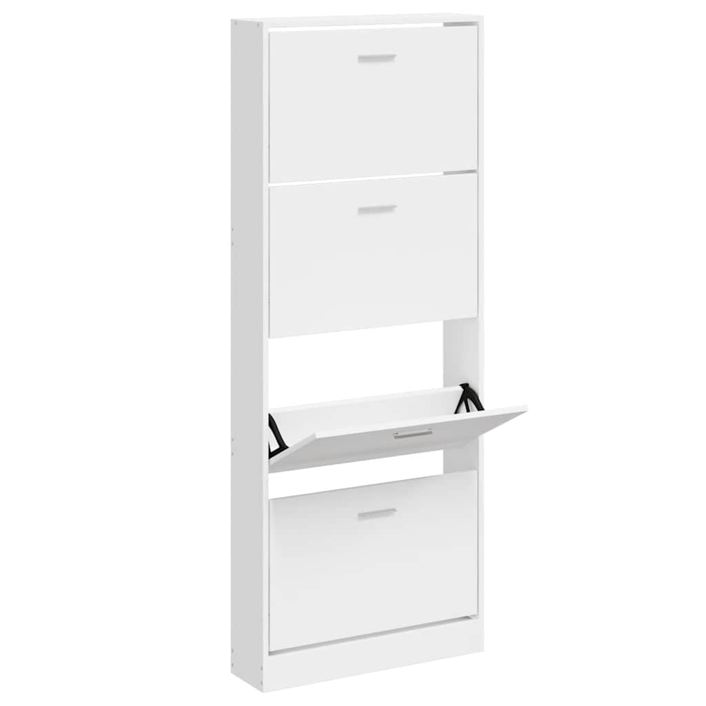 Scarpiera Bianco Lucido 59x17x150 cm in Legno Multistrato